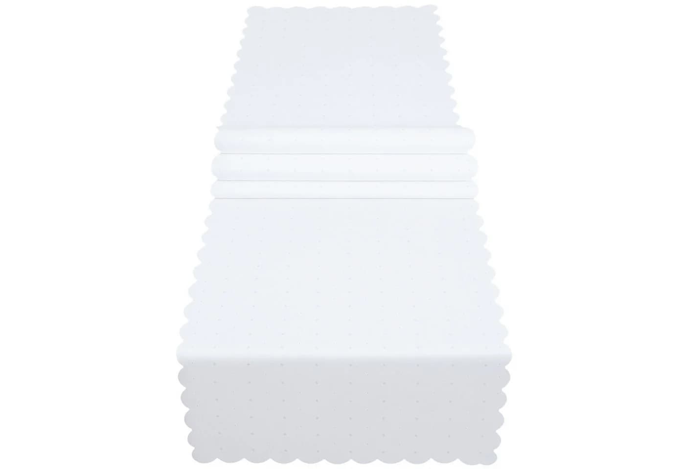 matches21 HOME & HOBBY Tischdecke STELLA Weiß Jacquard Wellenrand - Bild 2