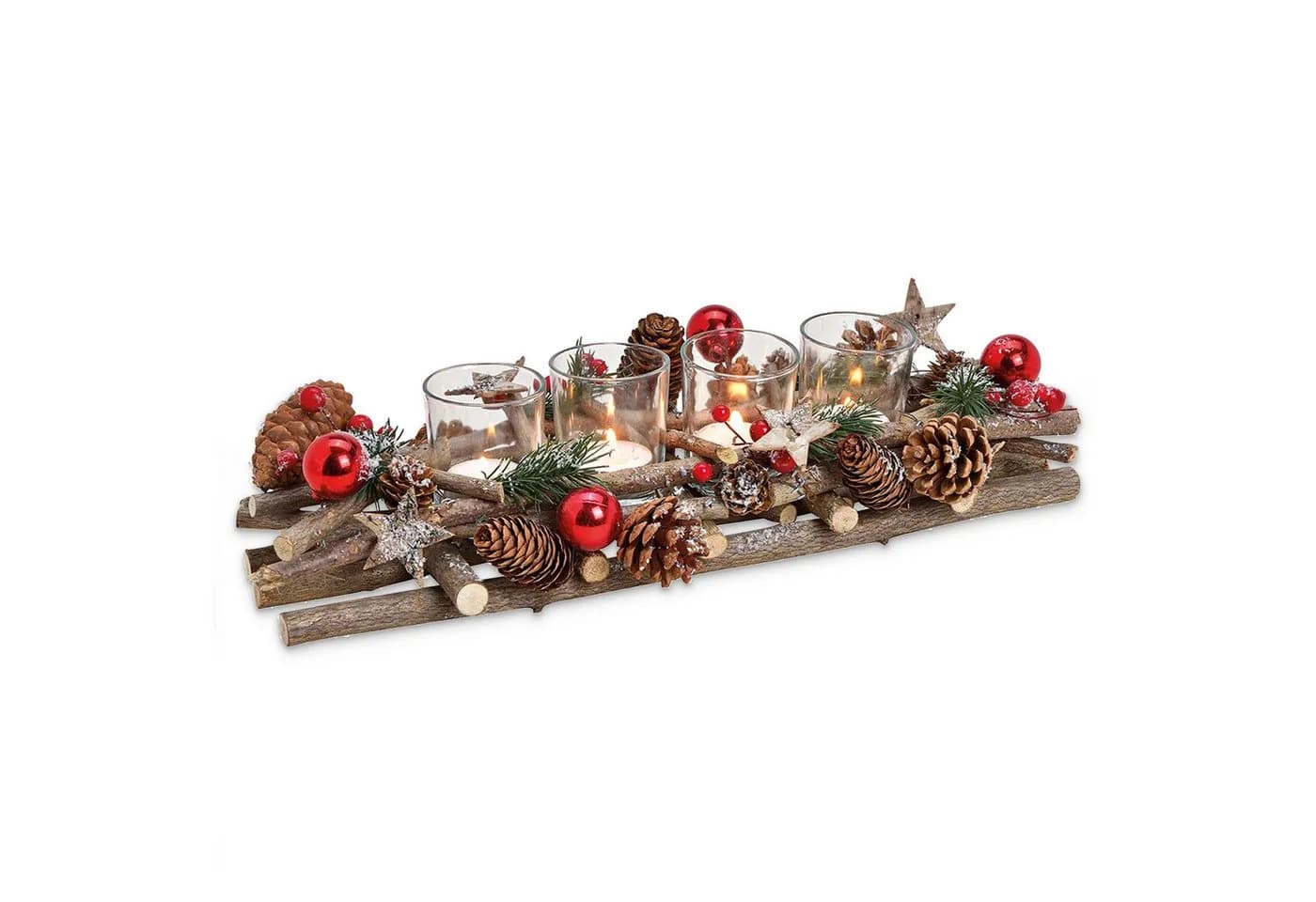 matches21 HOME & HOBBY Adventskranz Holz-Deko Teelichthalter rot - Bild 2