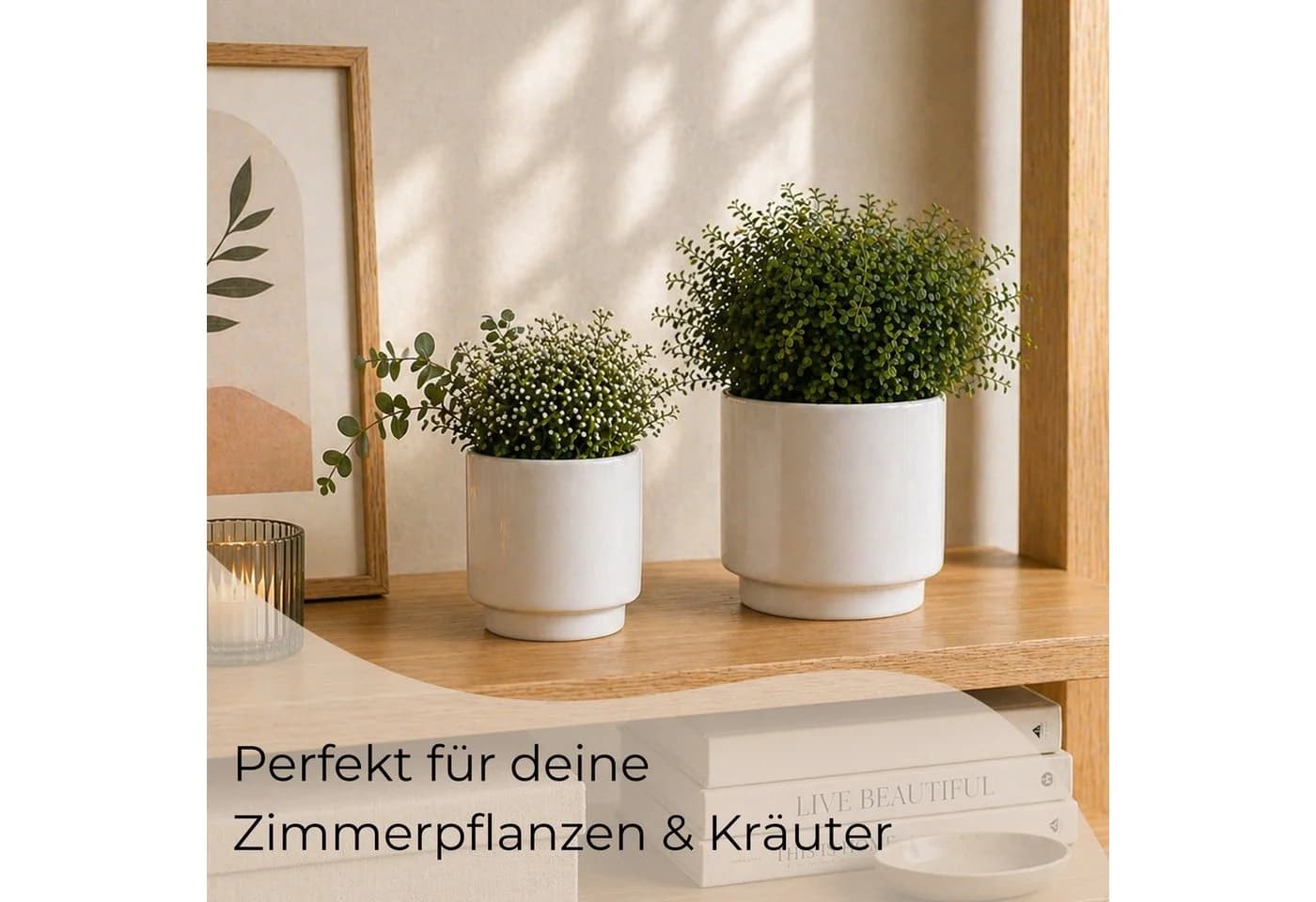 matches21 HOME & HOBBY Blumentopf Keramik 2er Set Weiß - Bild 4