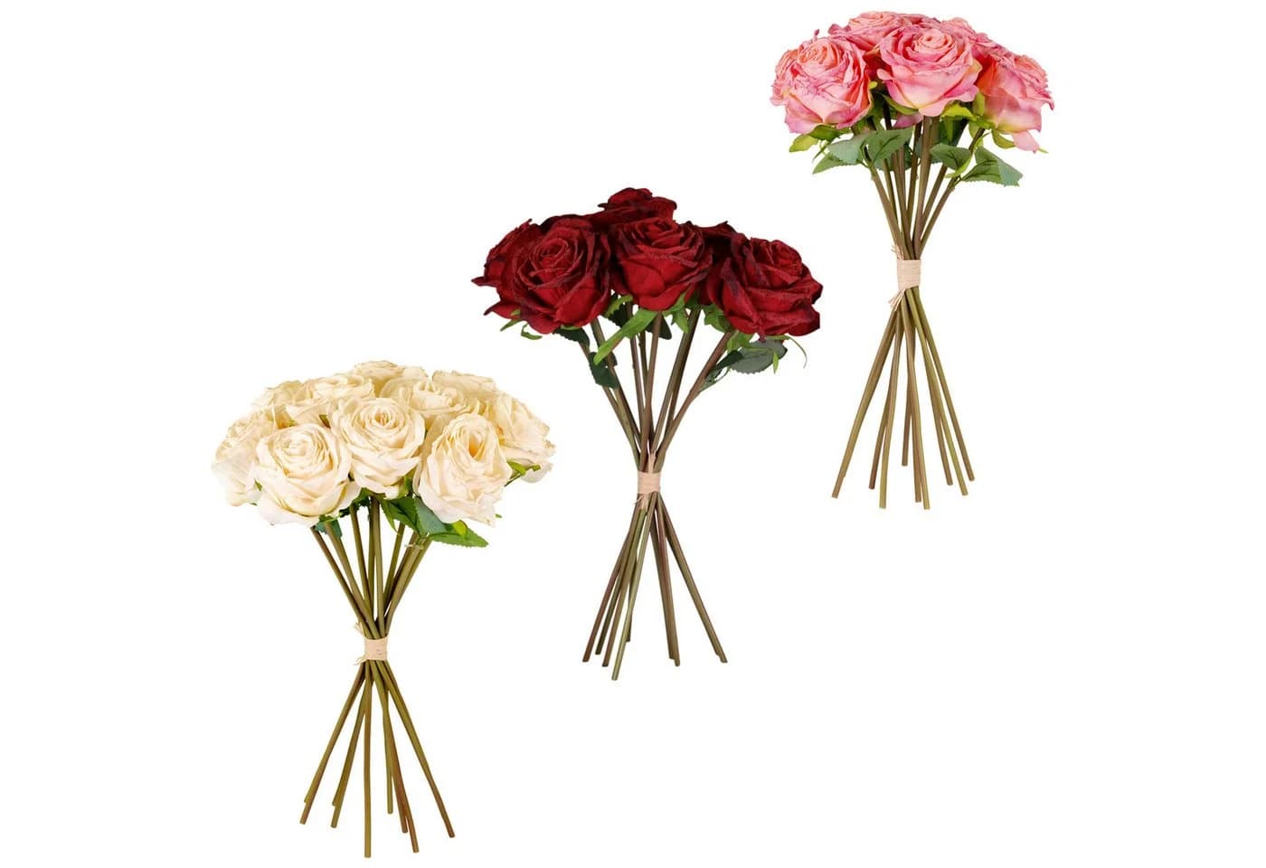 matches21 HOME & HOBBY Kunstblume Rosen Trockenoptik Beere/Lila 35 cm - Bild 3