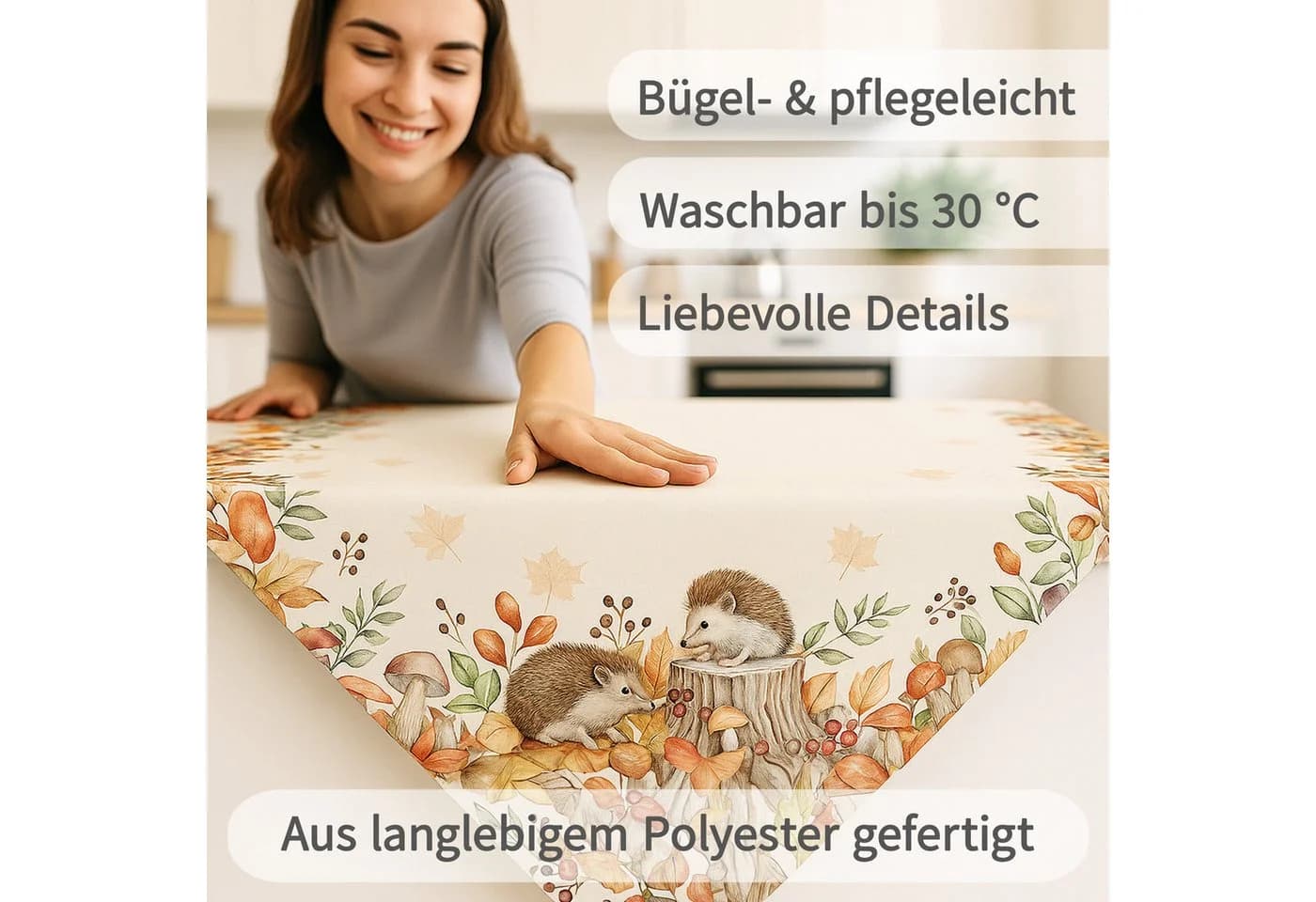 matches21 HOME & HOBBY Tischdecke Herbst Gelb Sonnenblumen Motiv - Bild 3
