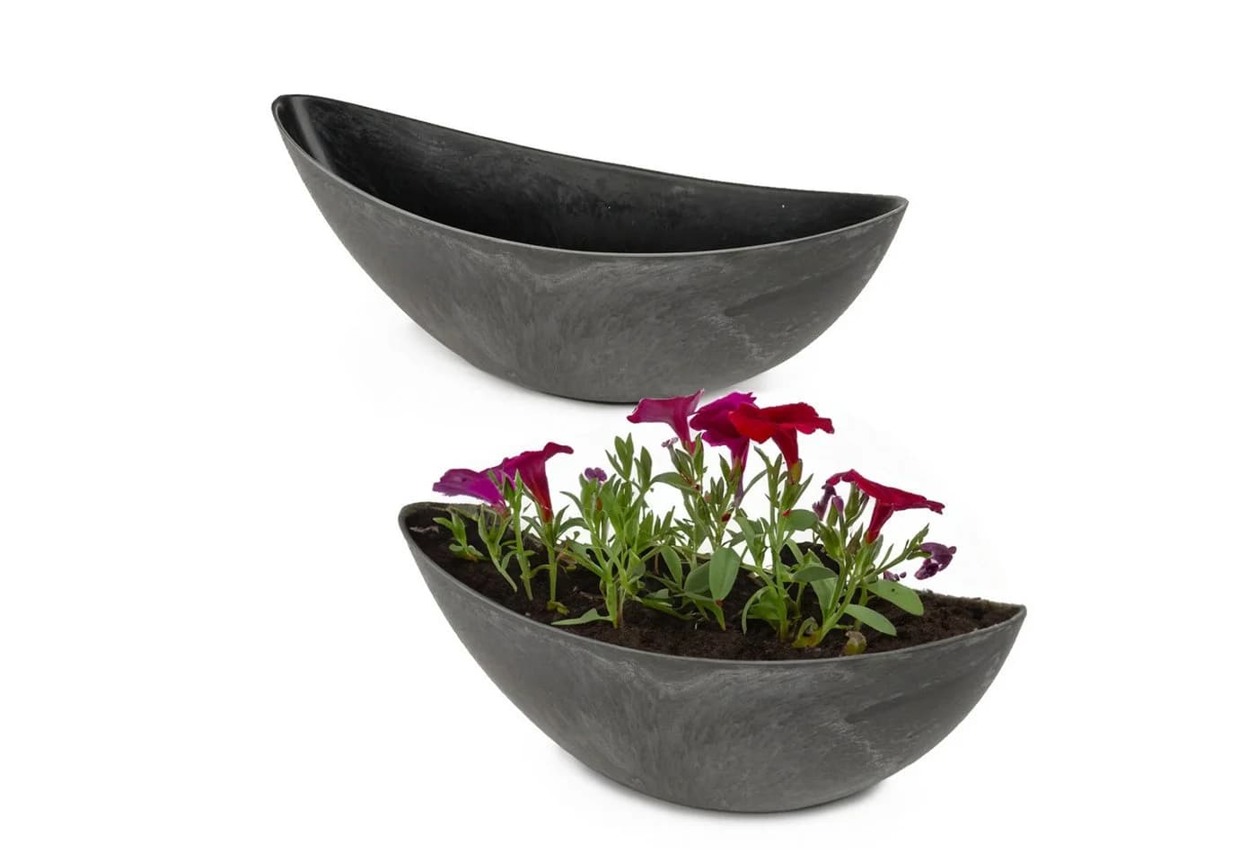 matches21 HOME & HOBBY Blumentopf Oval Schwarz 39 cm - Bild 2