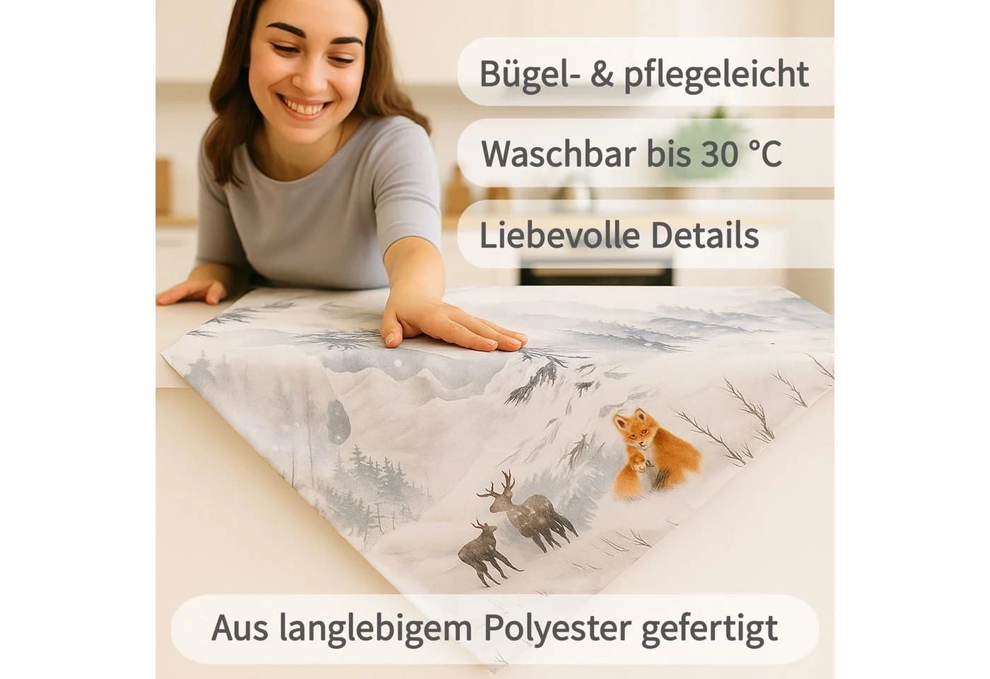 matches21 HOME & HOBBY Tischdecke 85x85 cm Dunkelgrün Edle Tannenbäume - Bild 3