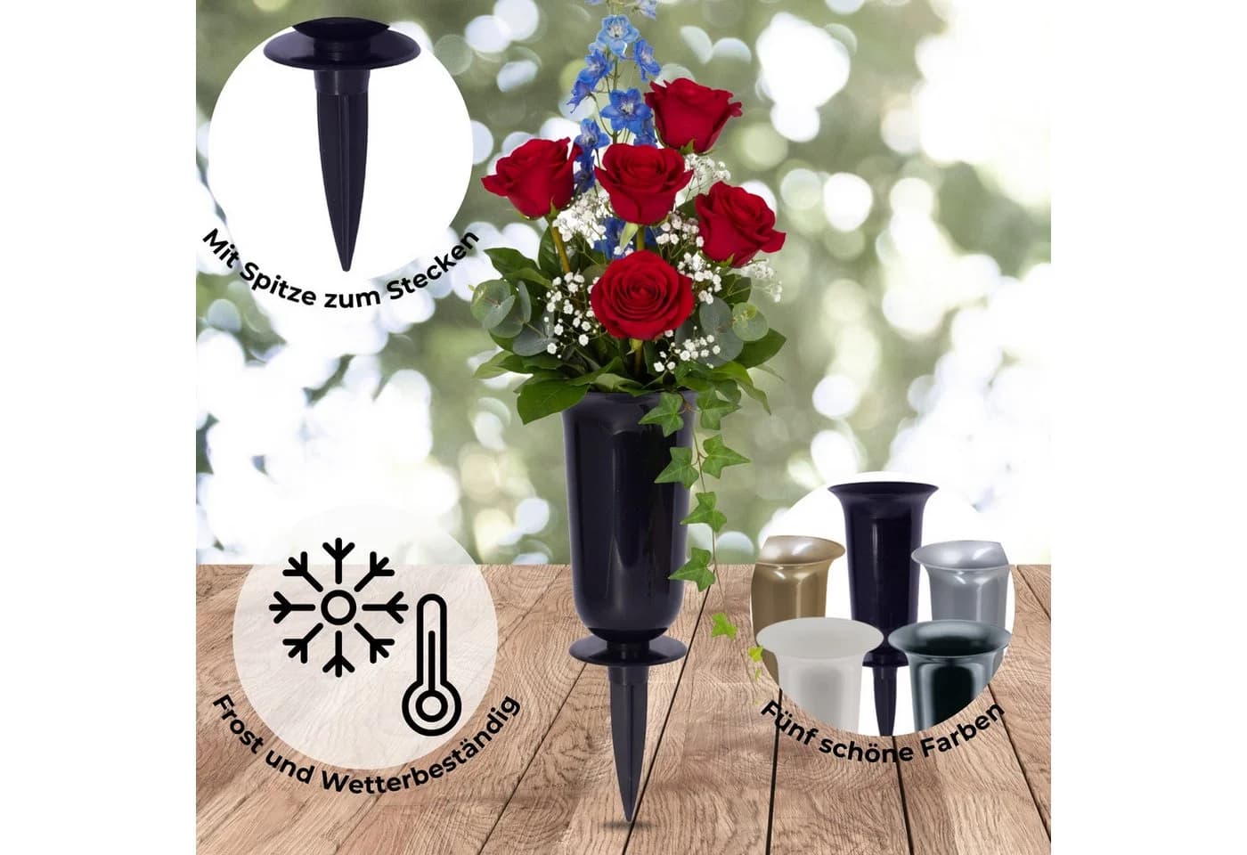 matches21 HOME & HOBBY Grabvasen 2er Set Silber Kunststoff