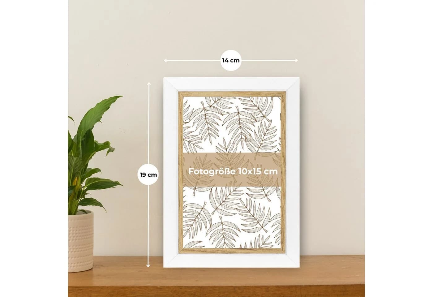 matches21 HOME & HOBBY Bilderrahmen 10x15 cm Natur Weiß Holzrahmen