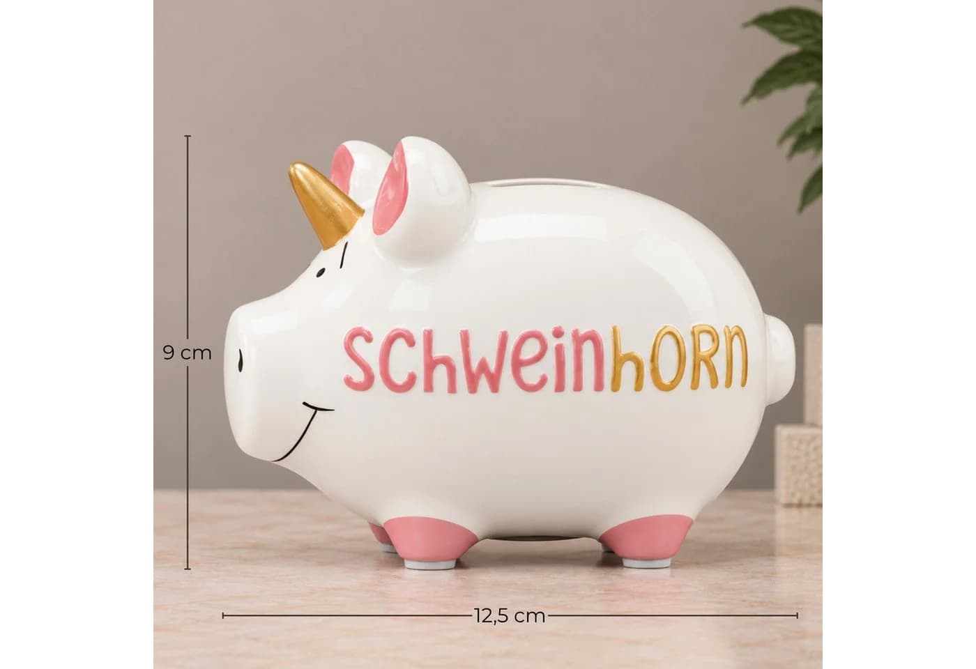 matches21 HOME & HOBBY Spardose Schwein-Horn Bunt Keramik