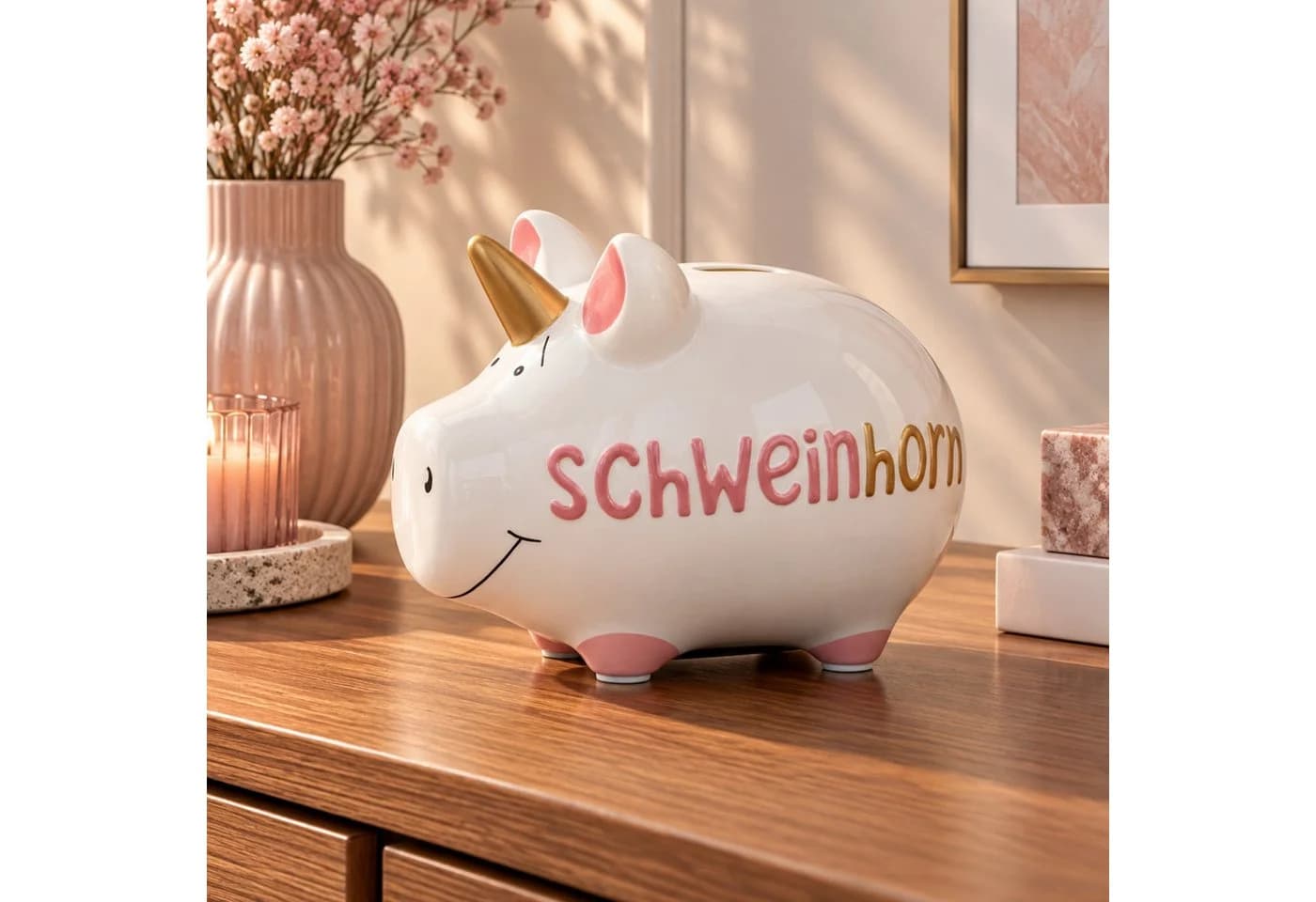 matches21 HOME & HOBBY Spardose Schwein-Horn Bunt Keramik - Bild 2
