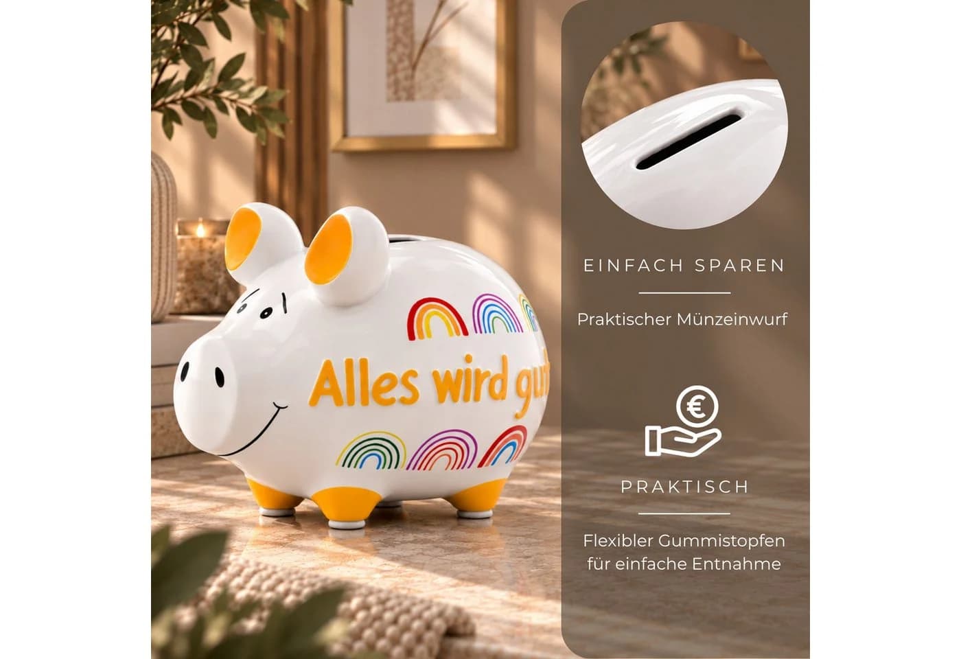 matches21 HOME & HOBBY Spardose Schwein-Horn Bunt Keramik - Bild 4