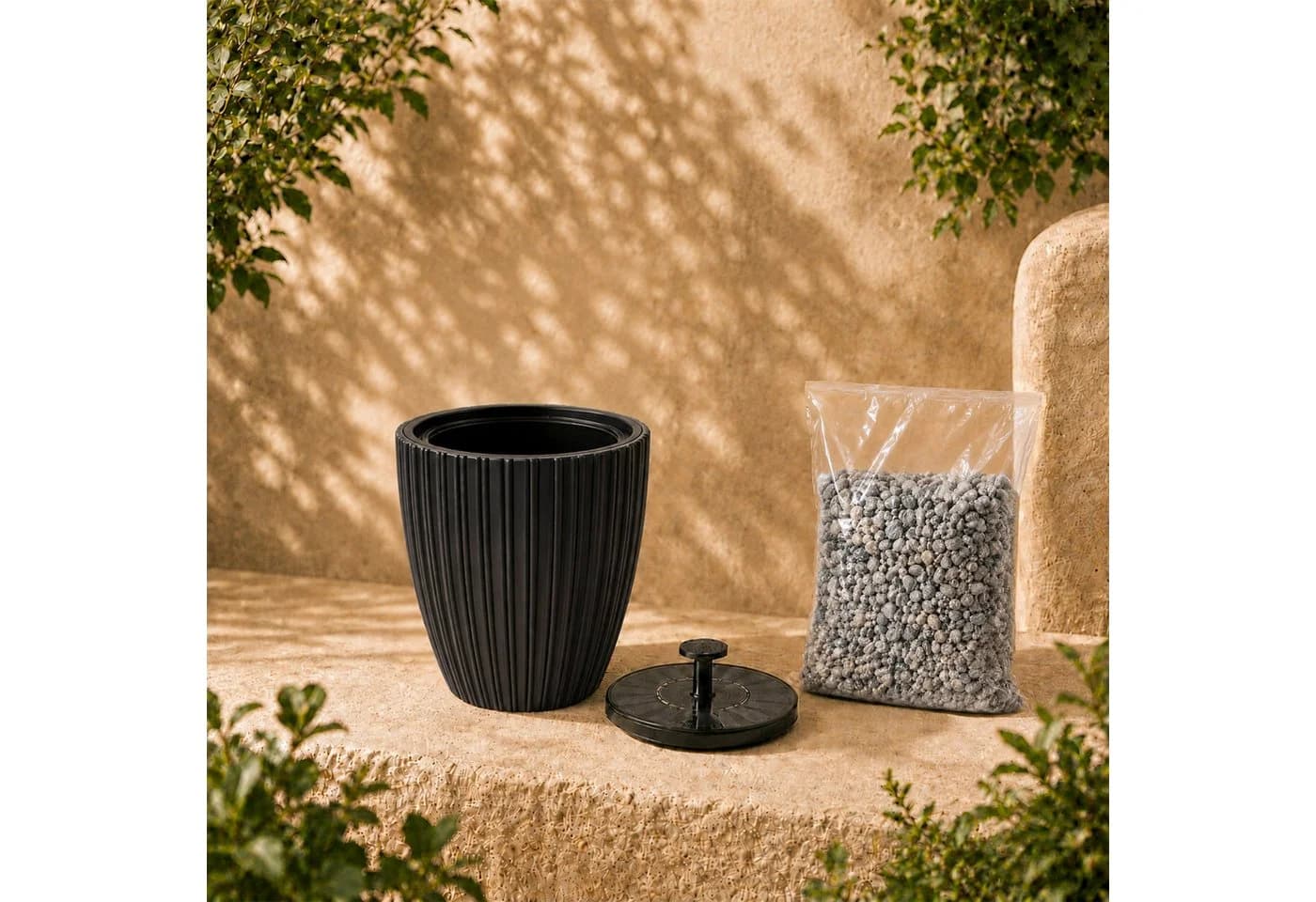 matches21 HOME & HOBBY Solar Springbrunnen Premium Set anthrazit mit Akku - Bild 2