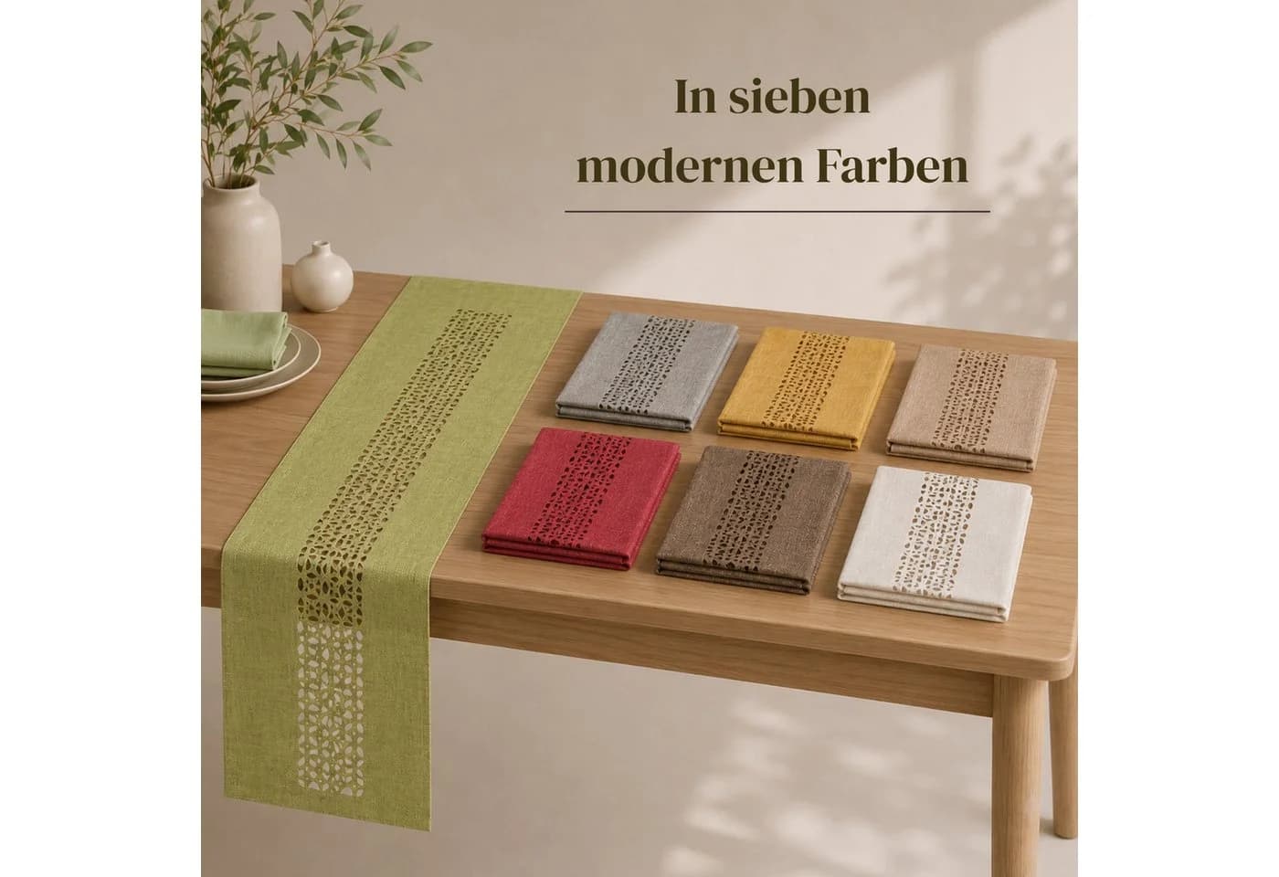 matches21 HOME & HOBBY Tischdecke Moderner Tischläufer weiß Leinen-Optik - Bild 5