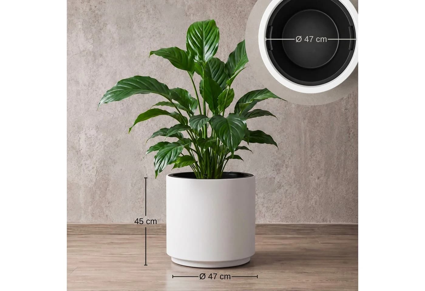 matches21 HOME & HOBBY Blumentopf NIVO rund 47x45 cm weiß