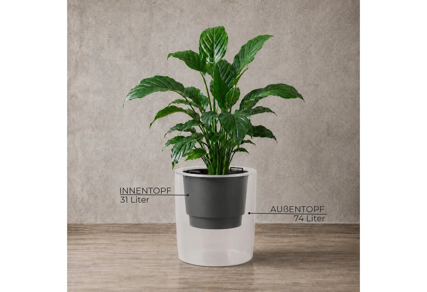 matches21 HOME & HOBBY Blumentopf NIVO rund 47x45 cm weiß - Bild 3