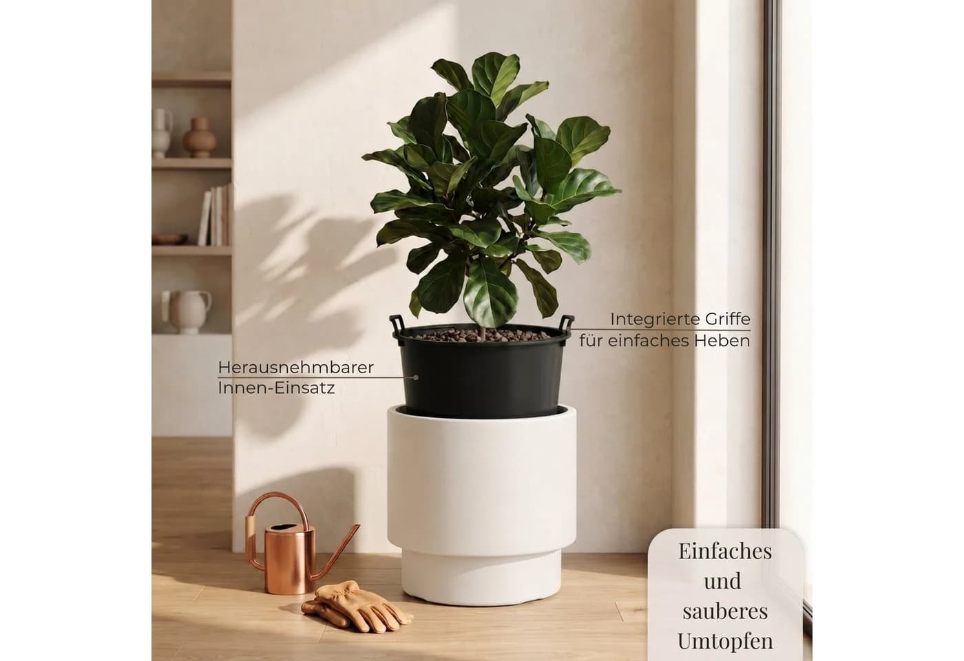 matches21 HOME & HOBBY Blumentopf NIVO rund 47x45 cm weiß - Bild 5