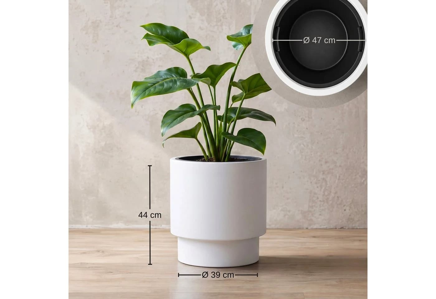 matches21 HOME & HOBBY Blumentopf NIVO rund 47x44 cm weiß
