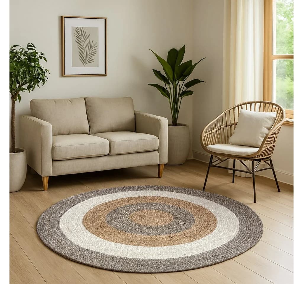 Myflair Teppich Terra Rings Beige Jute Handgefertigt - Bild 2