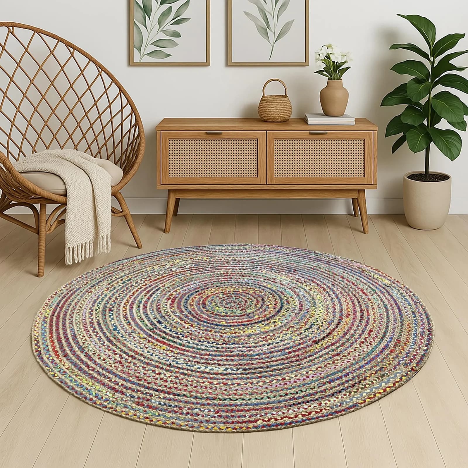 Myflair Teppich Boho Breeze Beige Bunt Handgewebt Rund
