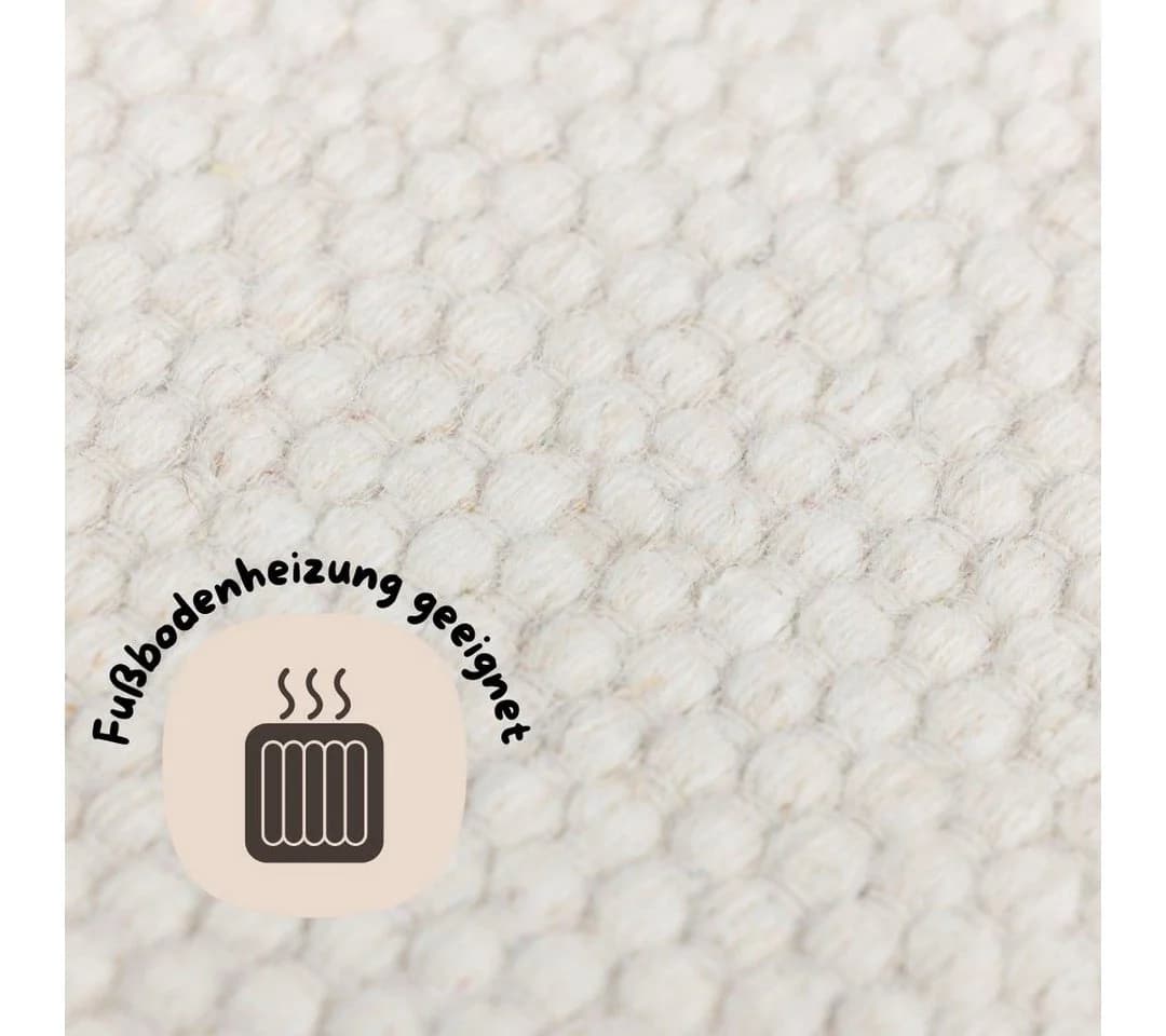 OTTO HOME Wollteppich Woolscape 1 Uni Naturweiß Handgewebt
