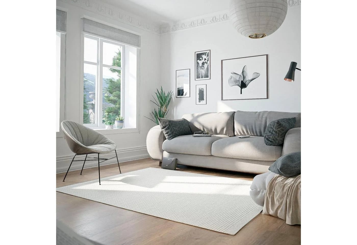 OTTO HOME Wollteppich Woolscape 1 Uni Naturweiß Handgewebt - Bild 2