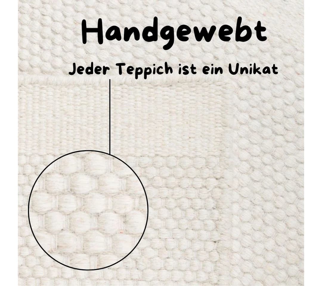 OTTO HOME Wollteppich Woolscape 1 Uni Naturweiß Handgewebt - Bild 3