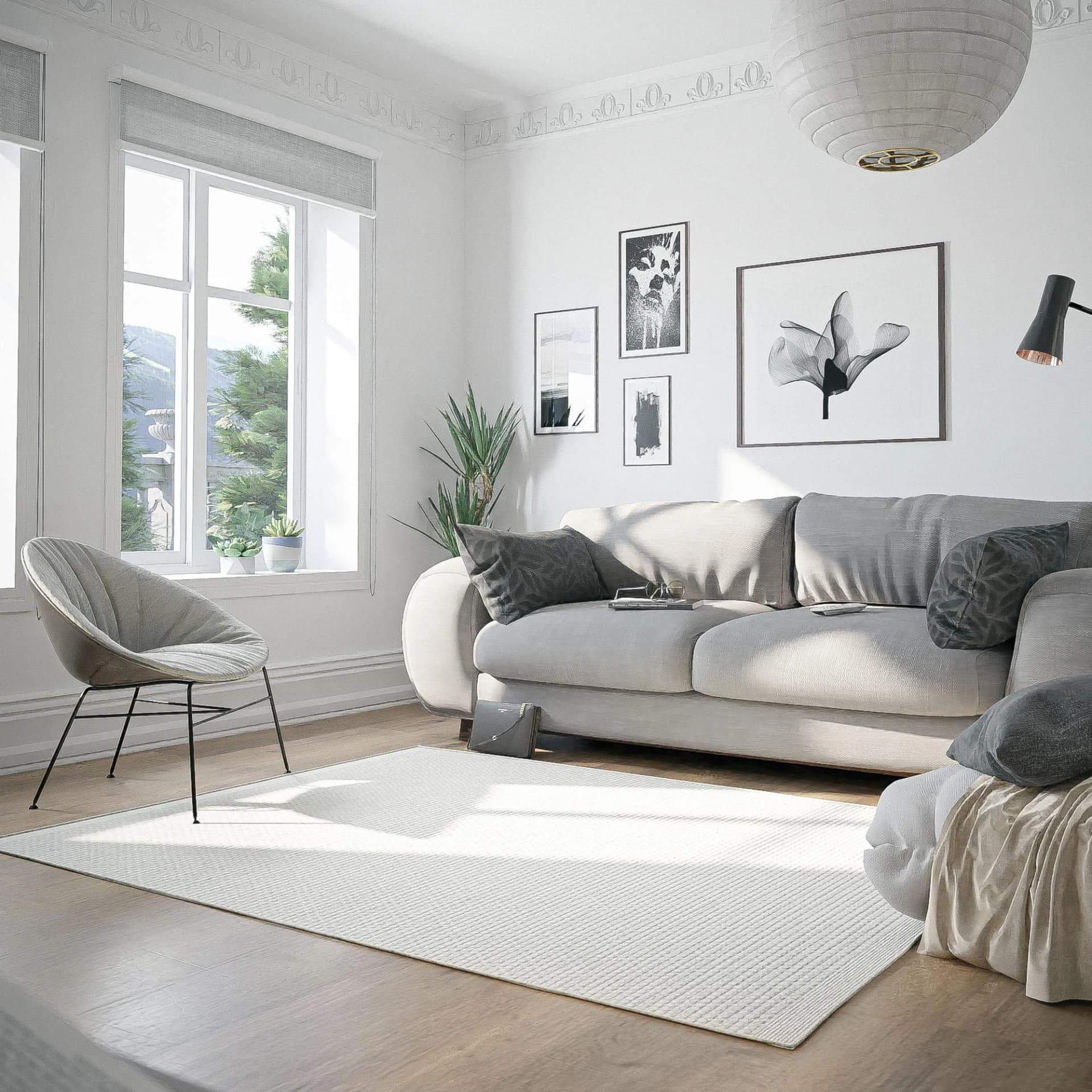 OTTO HOME Wollteppich Woolscape 1 Uni Naturweiß Handgewebt - Bild 5
