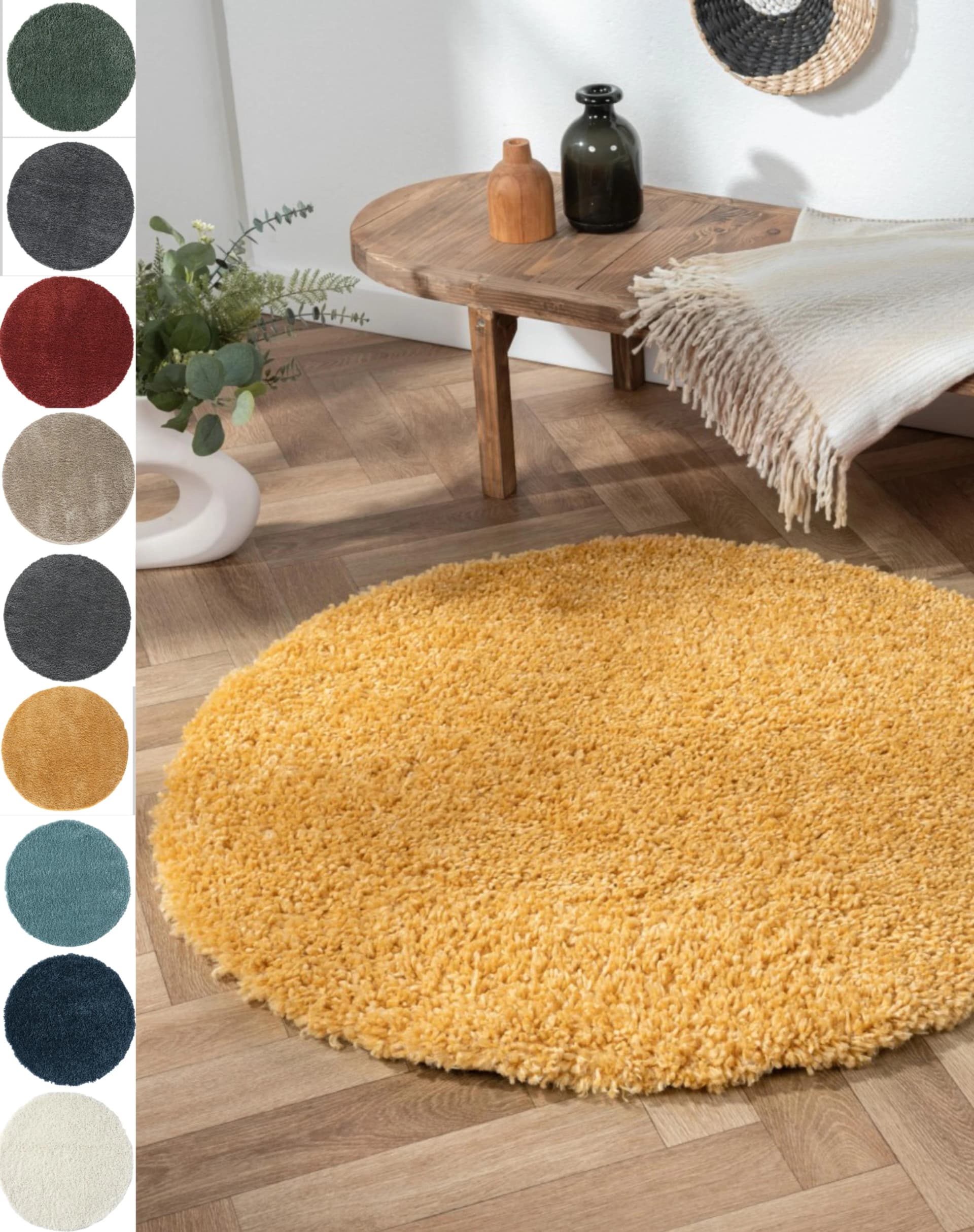 My Flair Hochflor-Teppich My Shaggy Goldgelb Rund