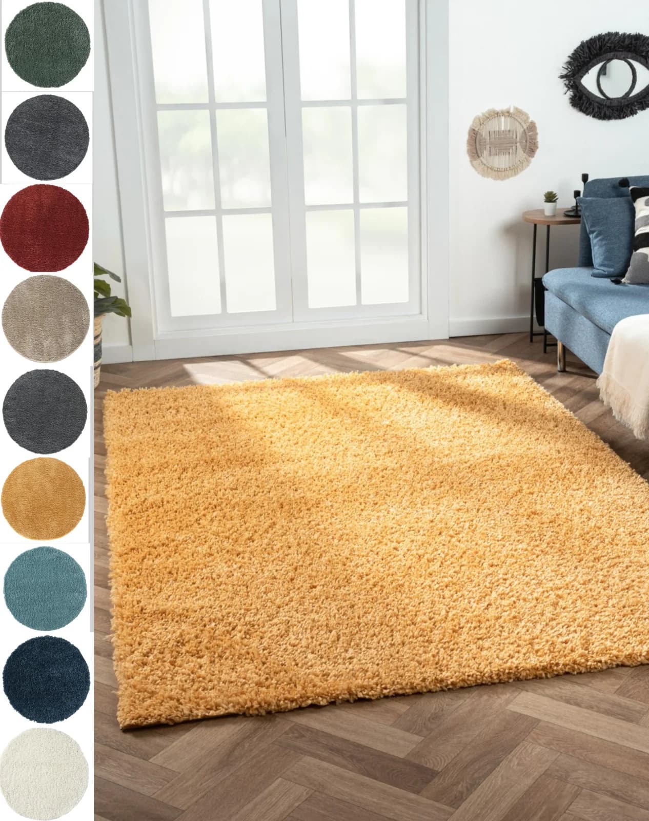 My Flair Hochflor-Teppich My Shaggy Goldgelb Uni