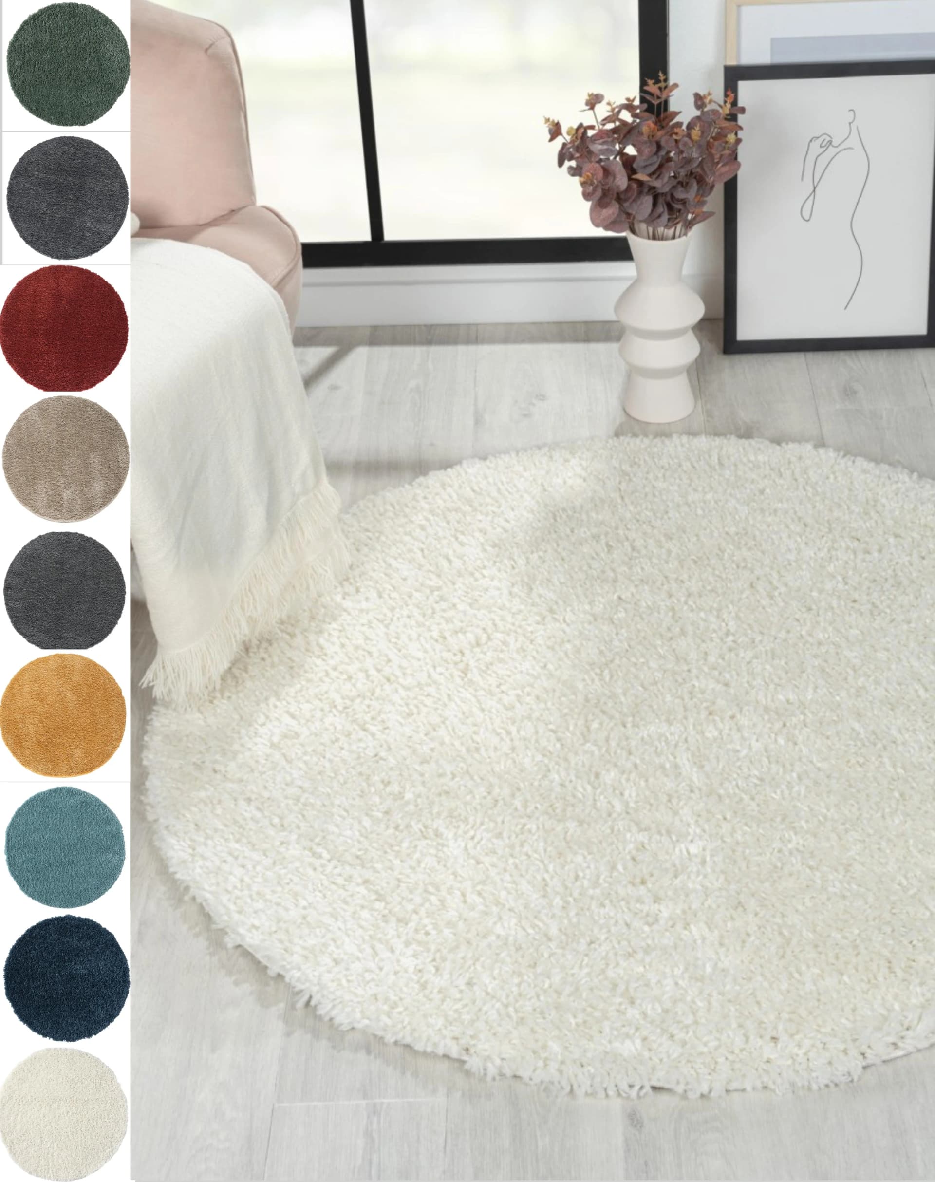 My Flair Hochflor-Teppich My Shaggy Beige Creme 120cm
