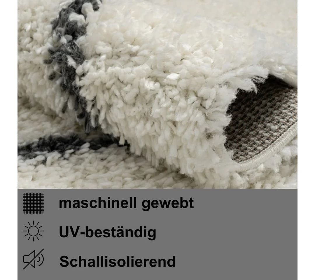 MyFlair Hochflor-Teppich My Shaggy Raute Beige Grau Rund - Bild 3