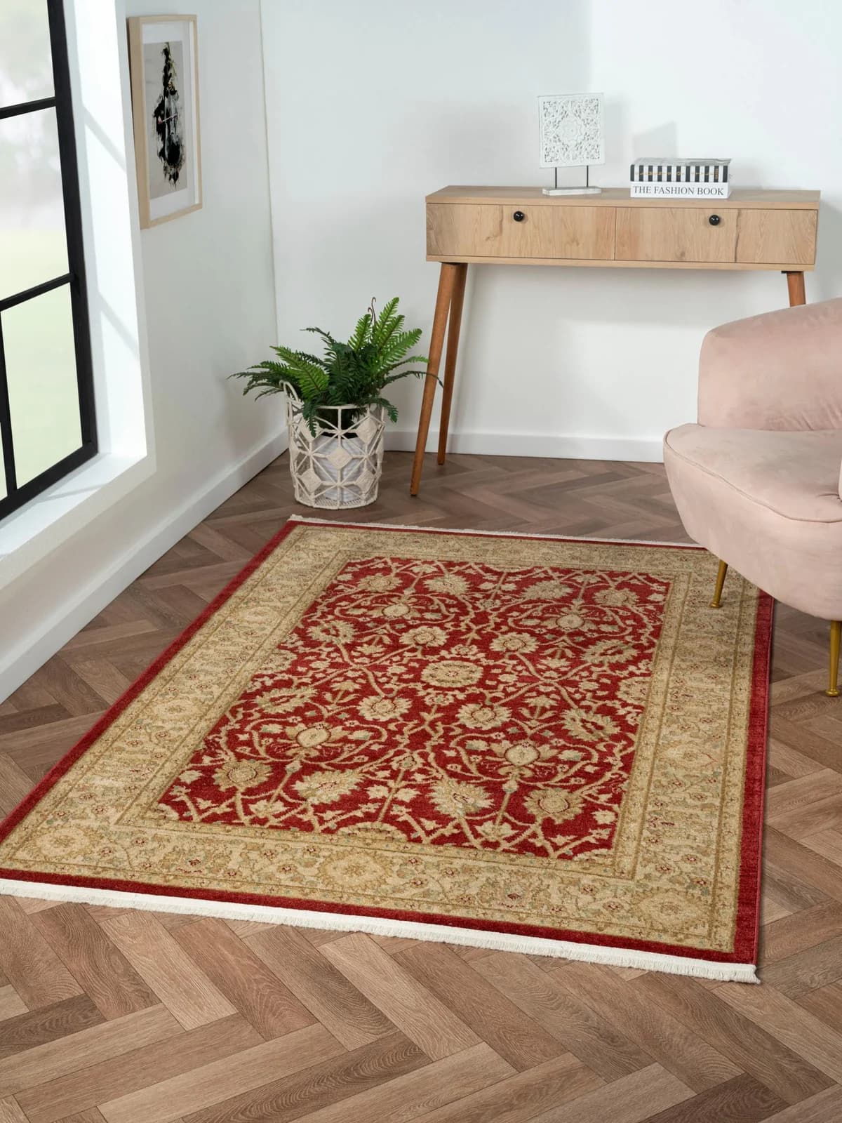 MyFlair Teppich Maryam Weinrot Creme Orient Kurzflor