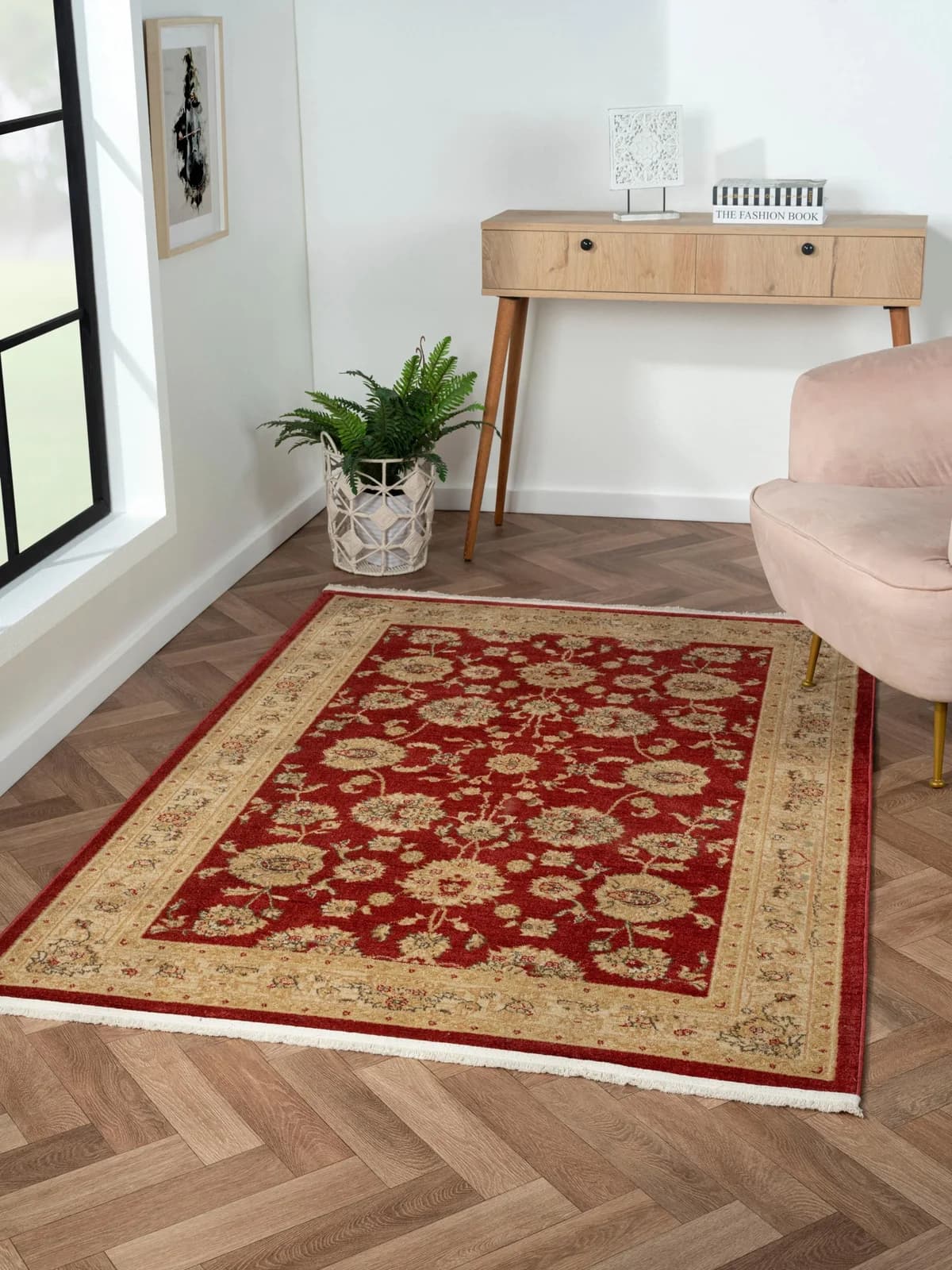 MyFlair Teppich Maryam 3 Rot Creme Orientmuster Kurzflor