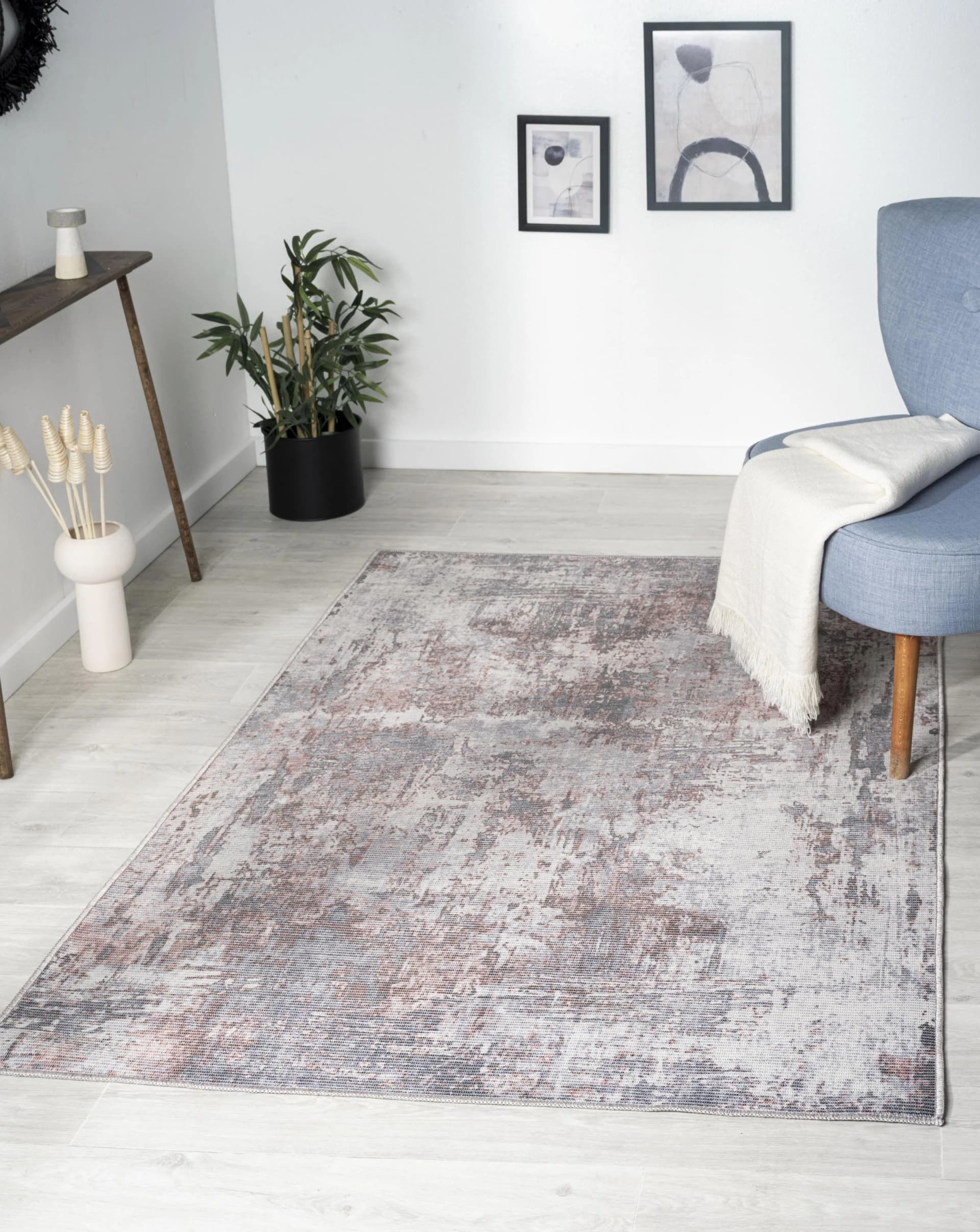 MyFlair Teppich Avery Bunt Grau Braun Terrakotta Kurzflor