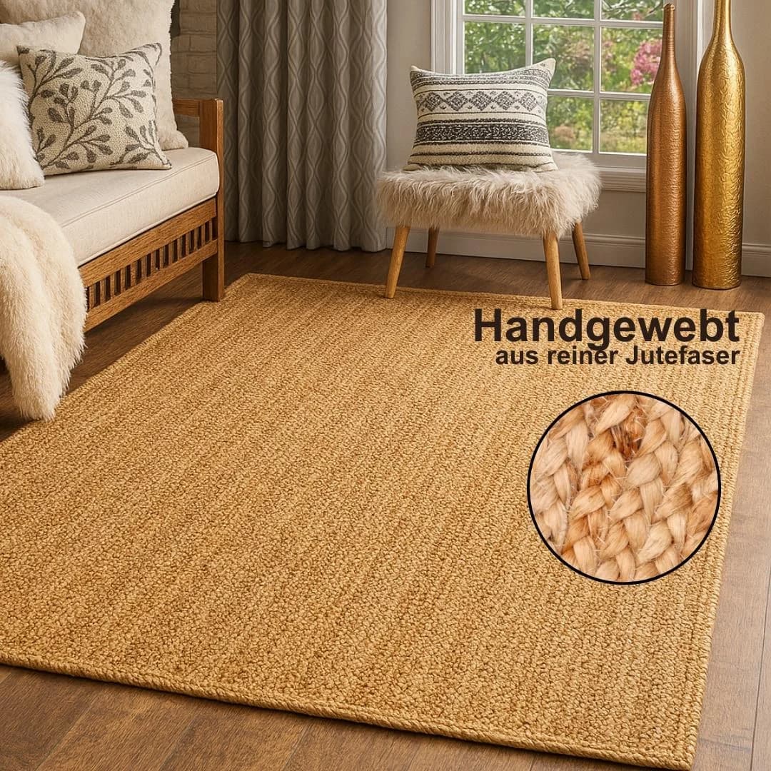 Myflair Teppich Lola Beige Jute Handgewebt Wendeteppich