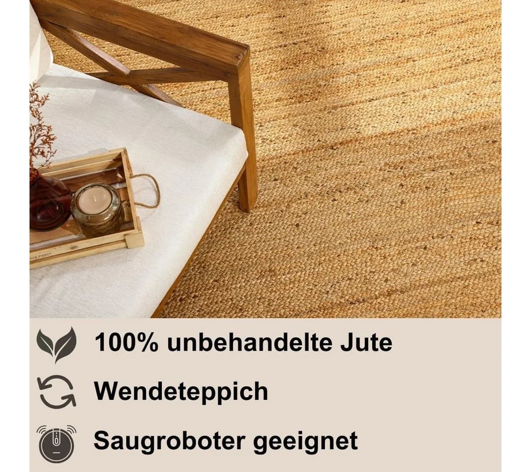 Myflair Jute Teppich Lola Beige Handgewebt Wendeteppich - Bild 5
