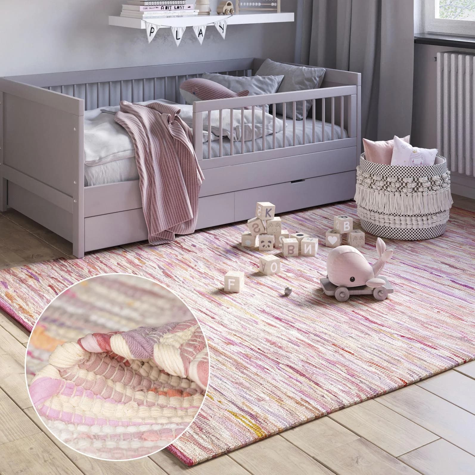 MyFlair Teppich Ameer Handgewebt Pink Gemustert