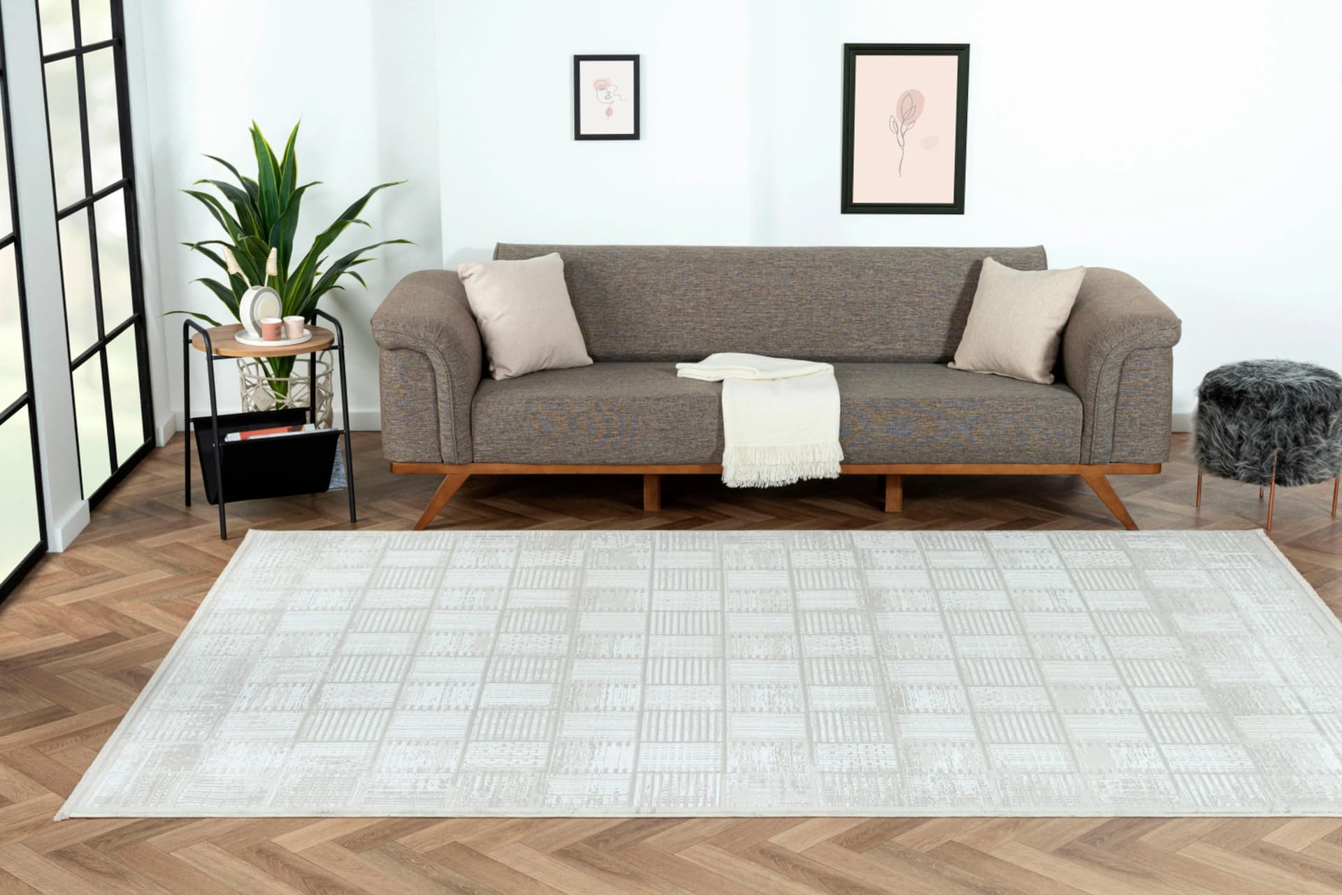 My House Teppich Retro-Design Beige