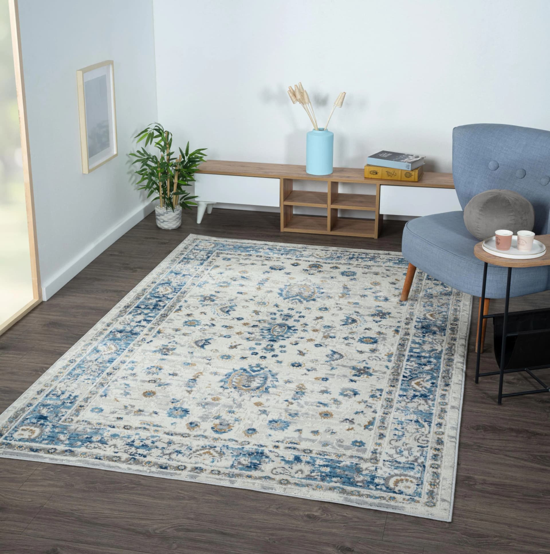 My Flair Teppich My Heriz Orientalisch Beige Blau Grau Polyester Kurzflor