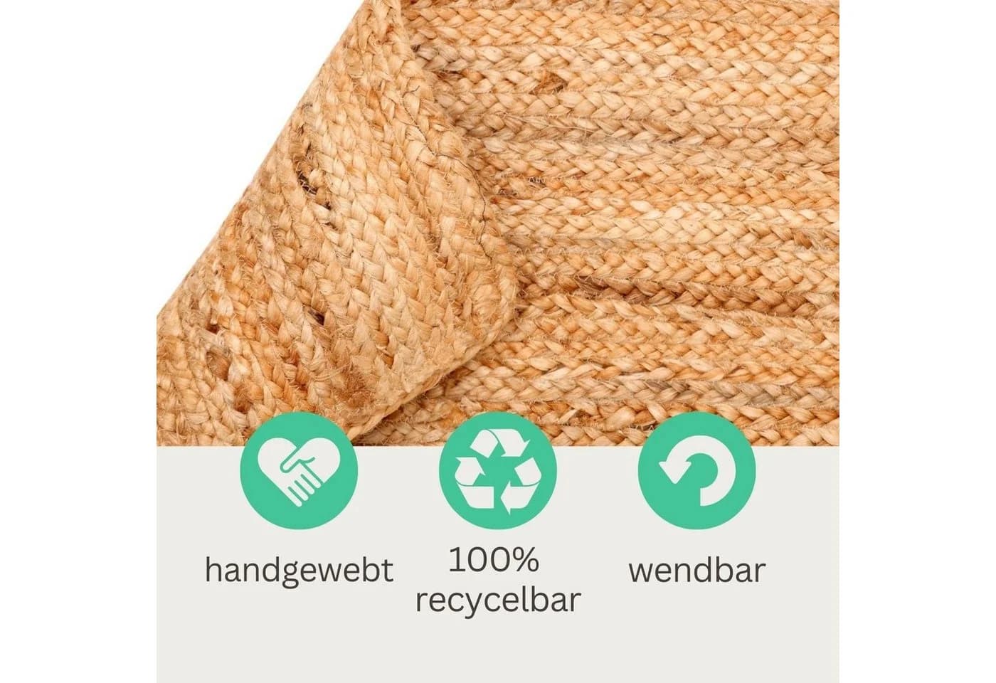 Wohnando Teppich MY-RUG Nitin 100% Jute Boho-Stil Wendbar - Bild 4