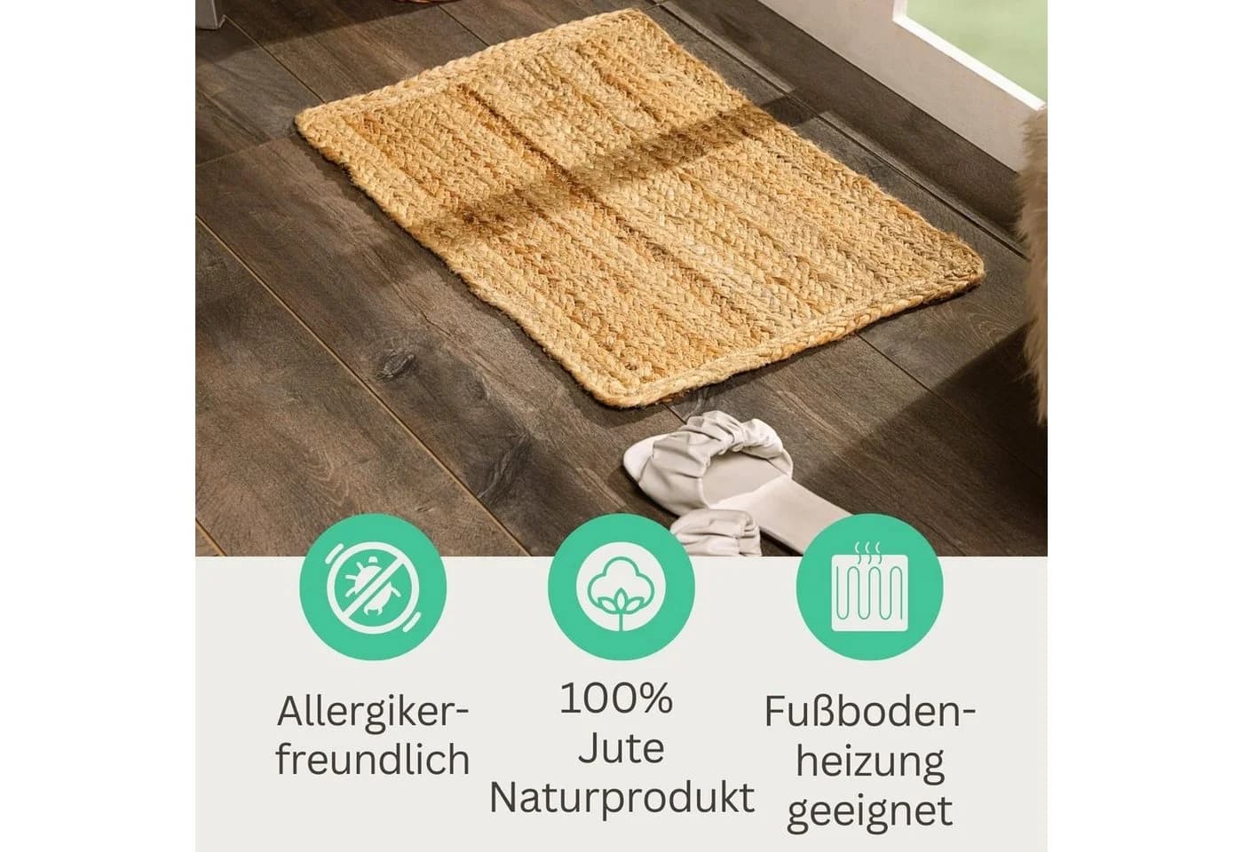 Wohnando Teppich MY-RUG Nitin 100% Jute Boho-Stil Wendbar - Bild 5