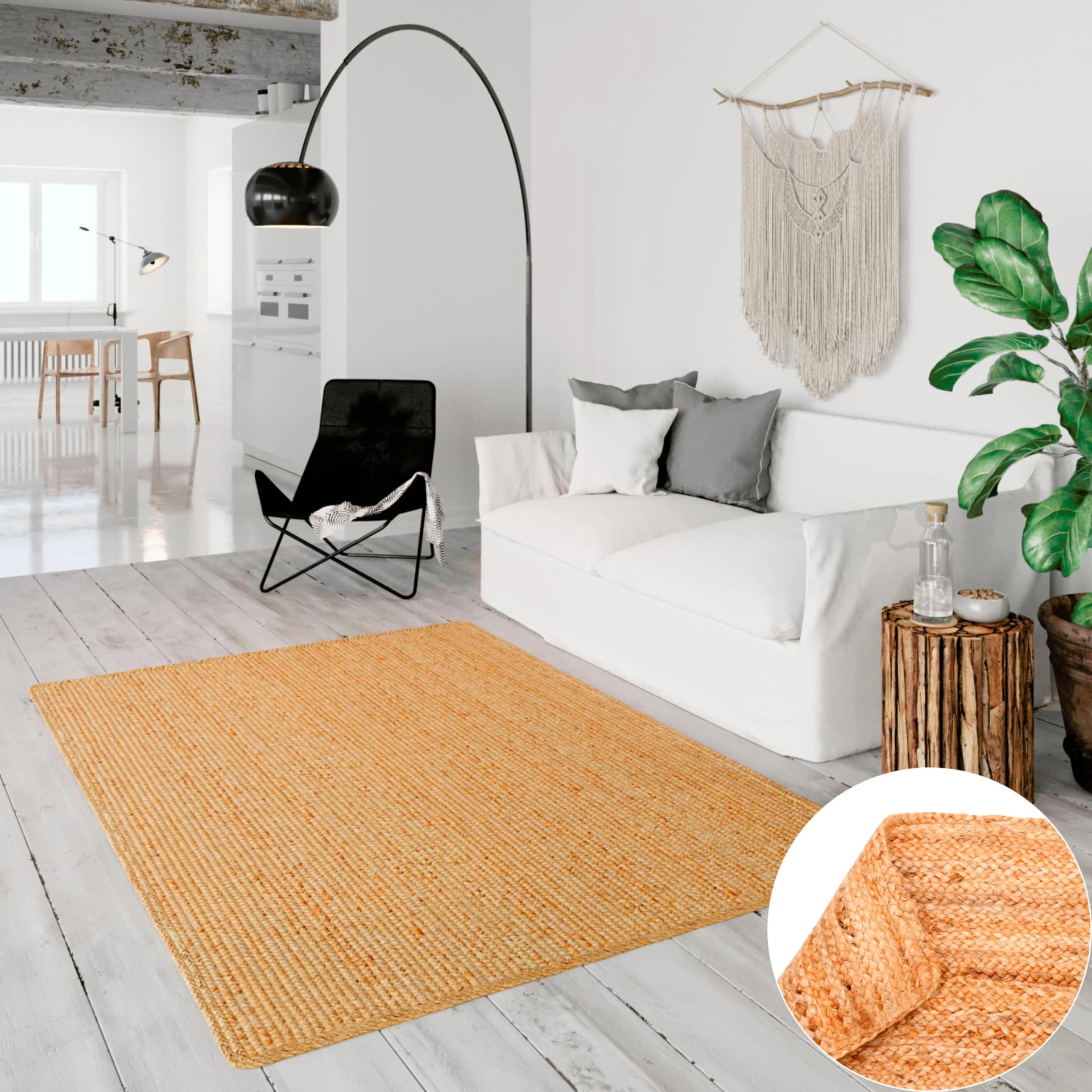 OTTO HOME Teppich Bjarka Beige Jute Handgewebt Uni
