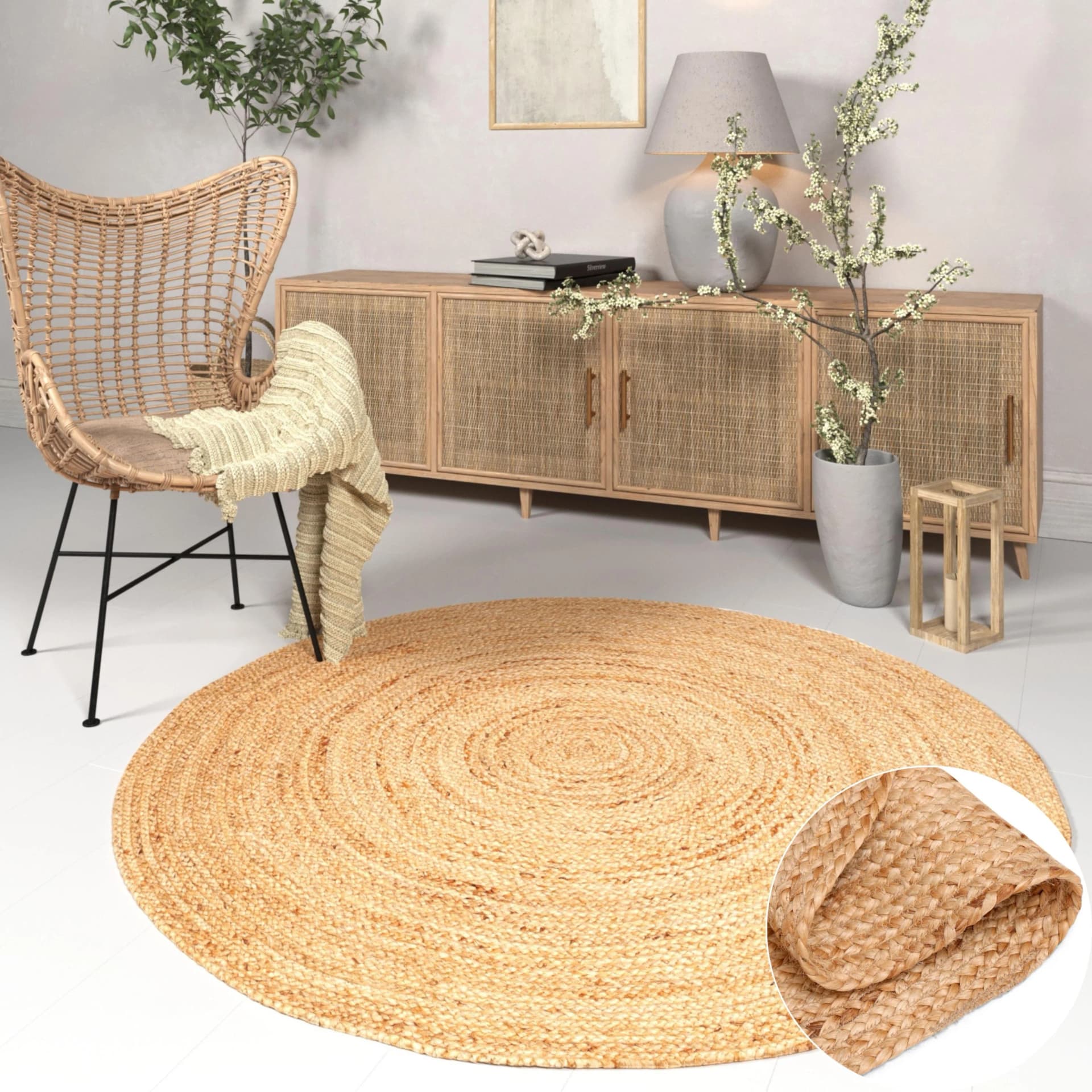 OTTO HOME Teppich Bjarka Rund 150cm Jute Beige