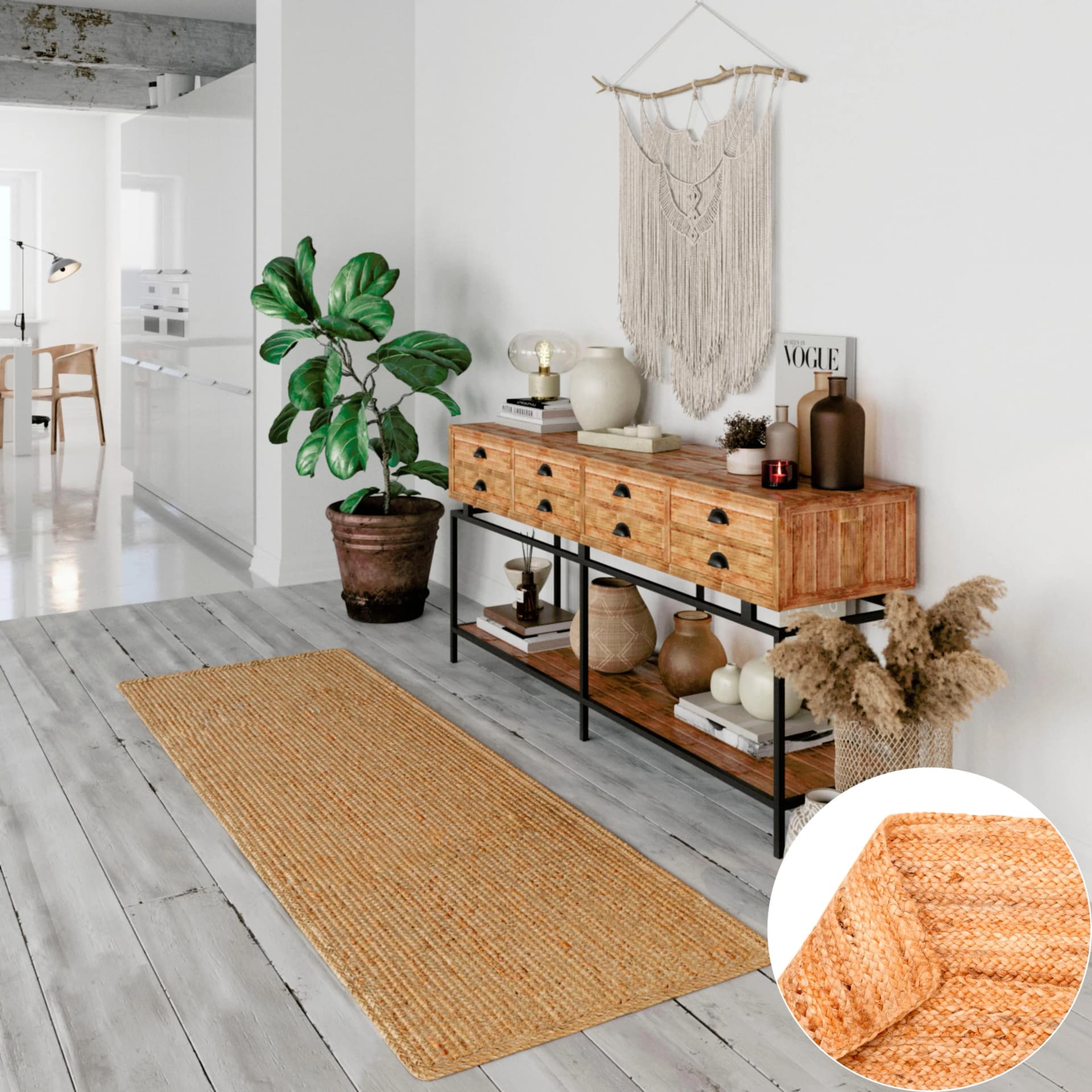 Teppich OTTO HOME Bjarka 100% Jute Beige Uni-Design