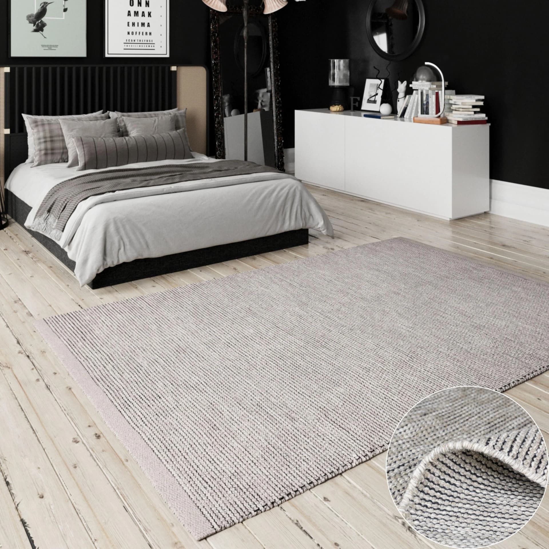 OTTO HOME Wollteppich Odenne Beige Grau Handgewebt Wendeteppich
