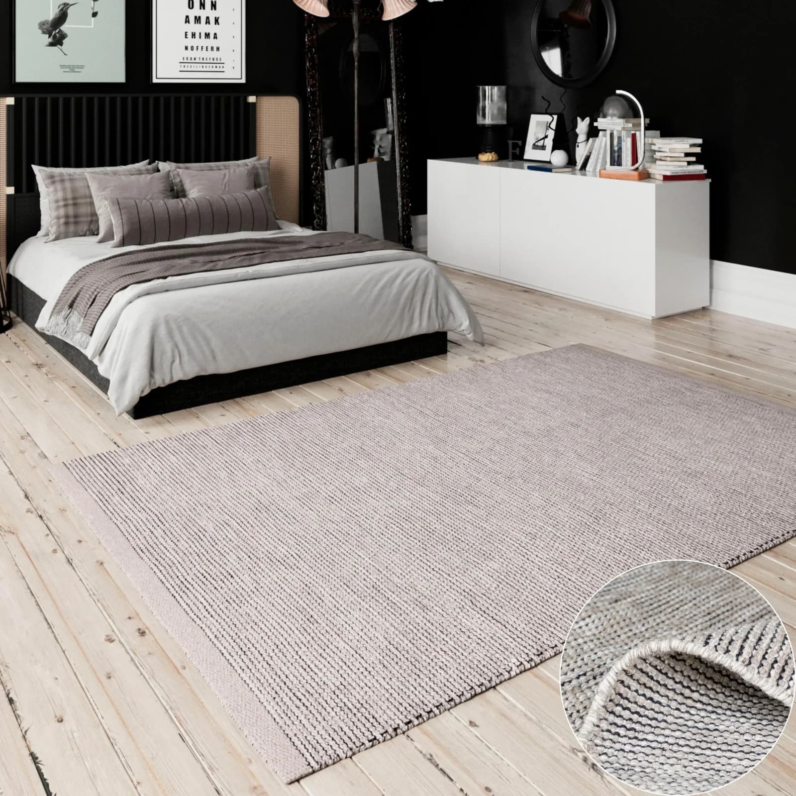 OTTO HOME Wollteppich Odenne Beige Grau Handgewebt Wendeteppich
