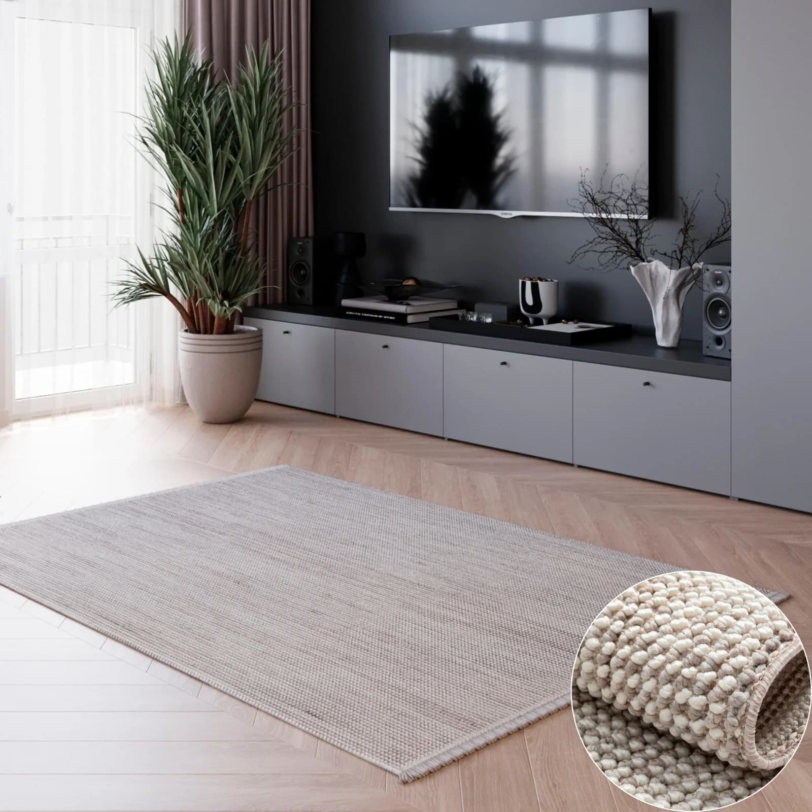 Teppich OTTO HOME Vals Grau Beige Creme Meliert Rechteckig
