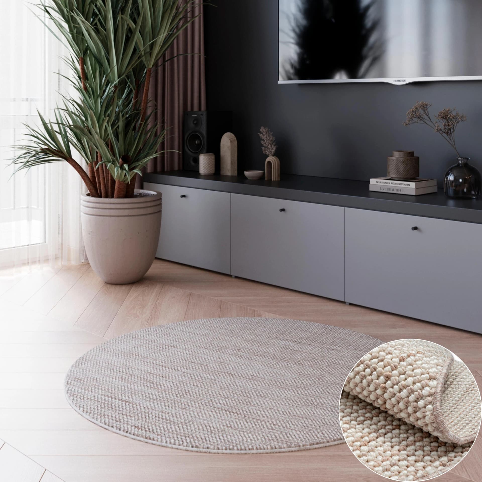 Teppich OTTO HOME Vals Rund Beige/Weiß Polyester