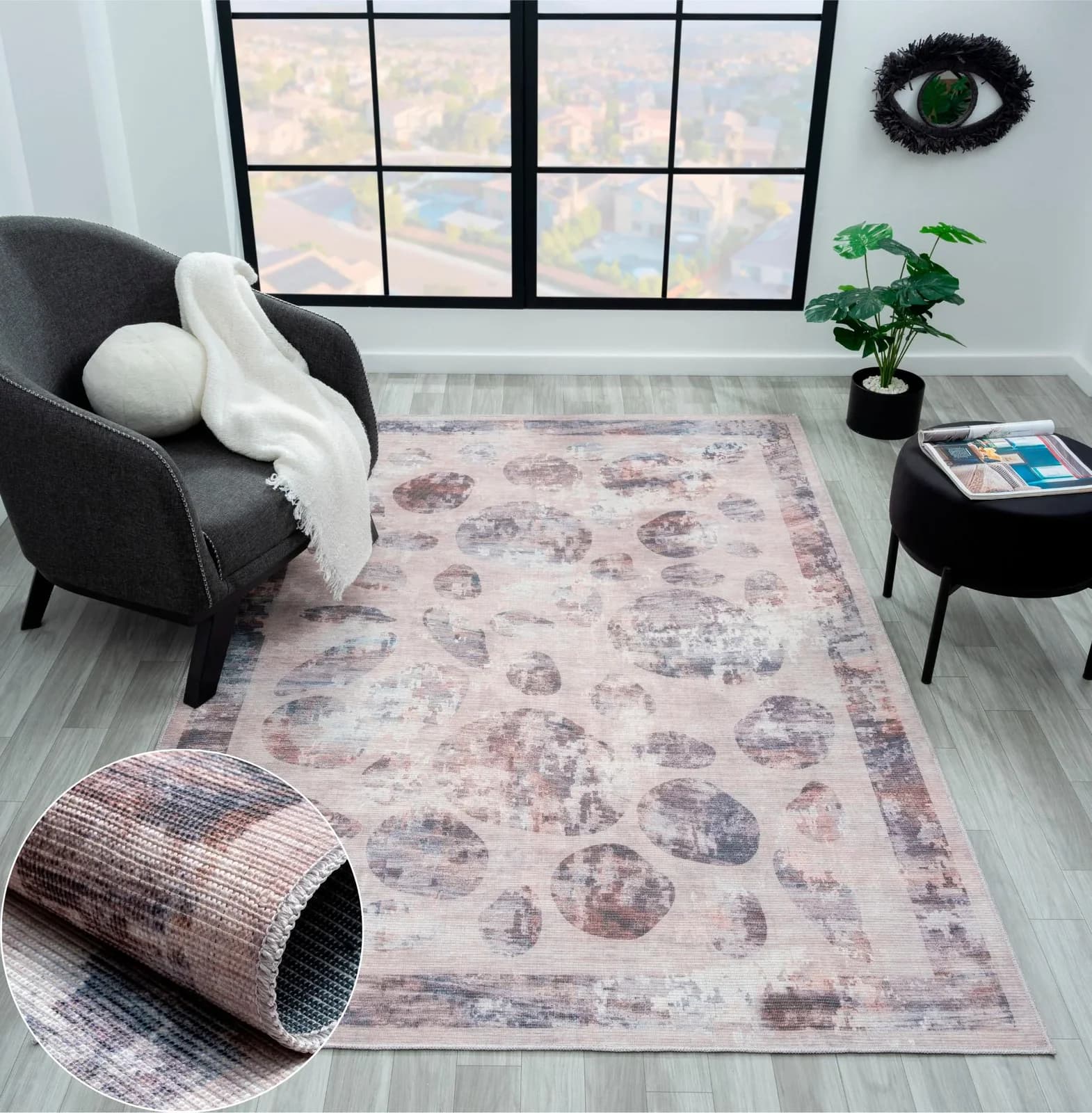 MyFlair Teppich Joris Beige Grau Braun Steinmuster Outdoor