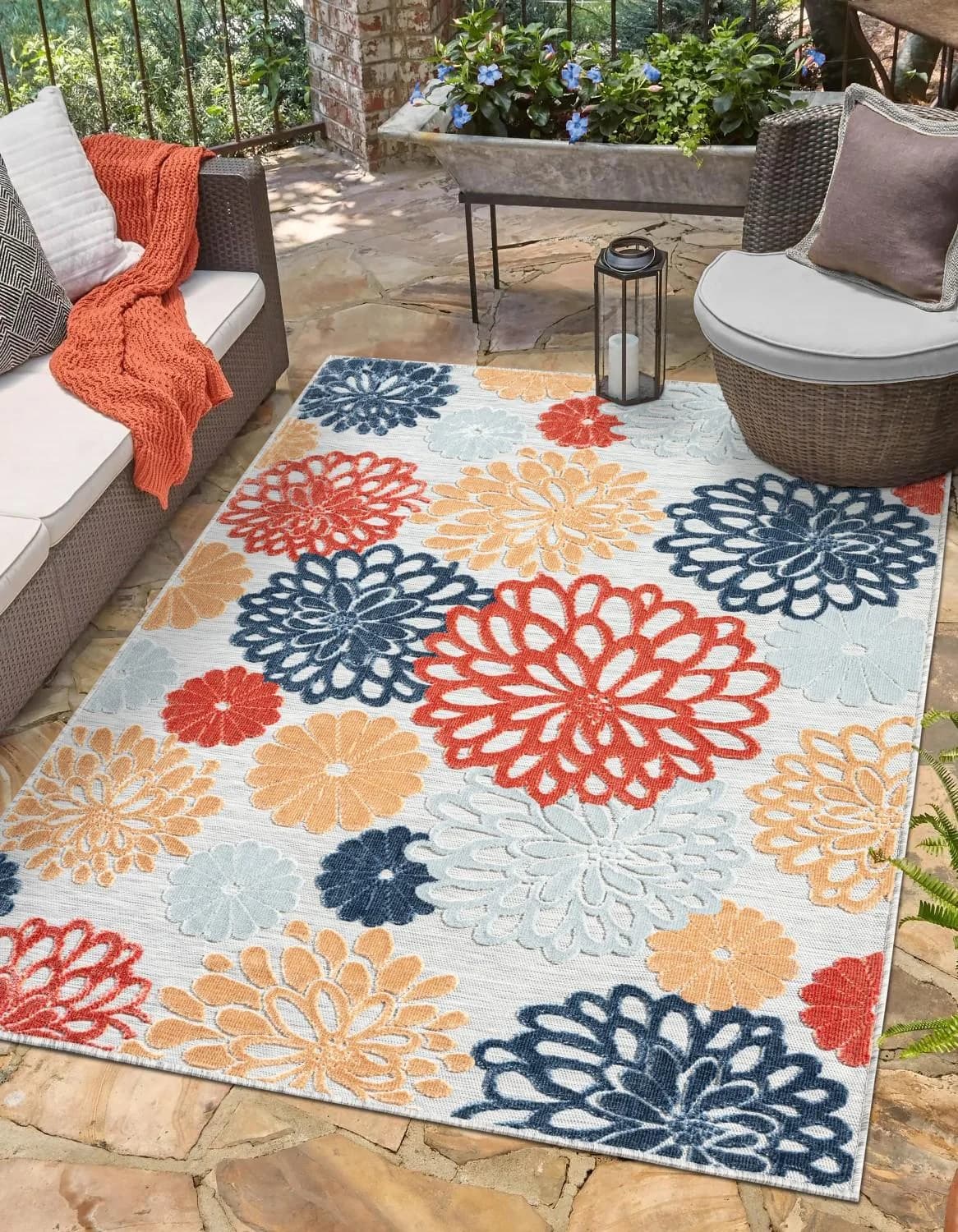 MyFlair Teppich Bloom Bunt Grau Hoch-Tief Effekt Outdoor