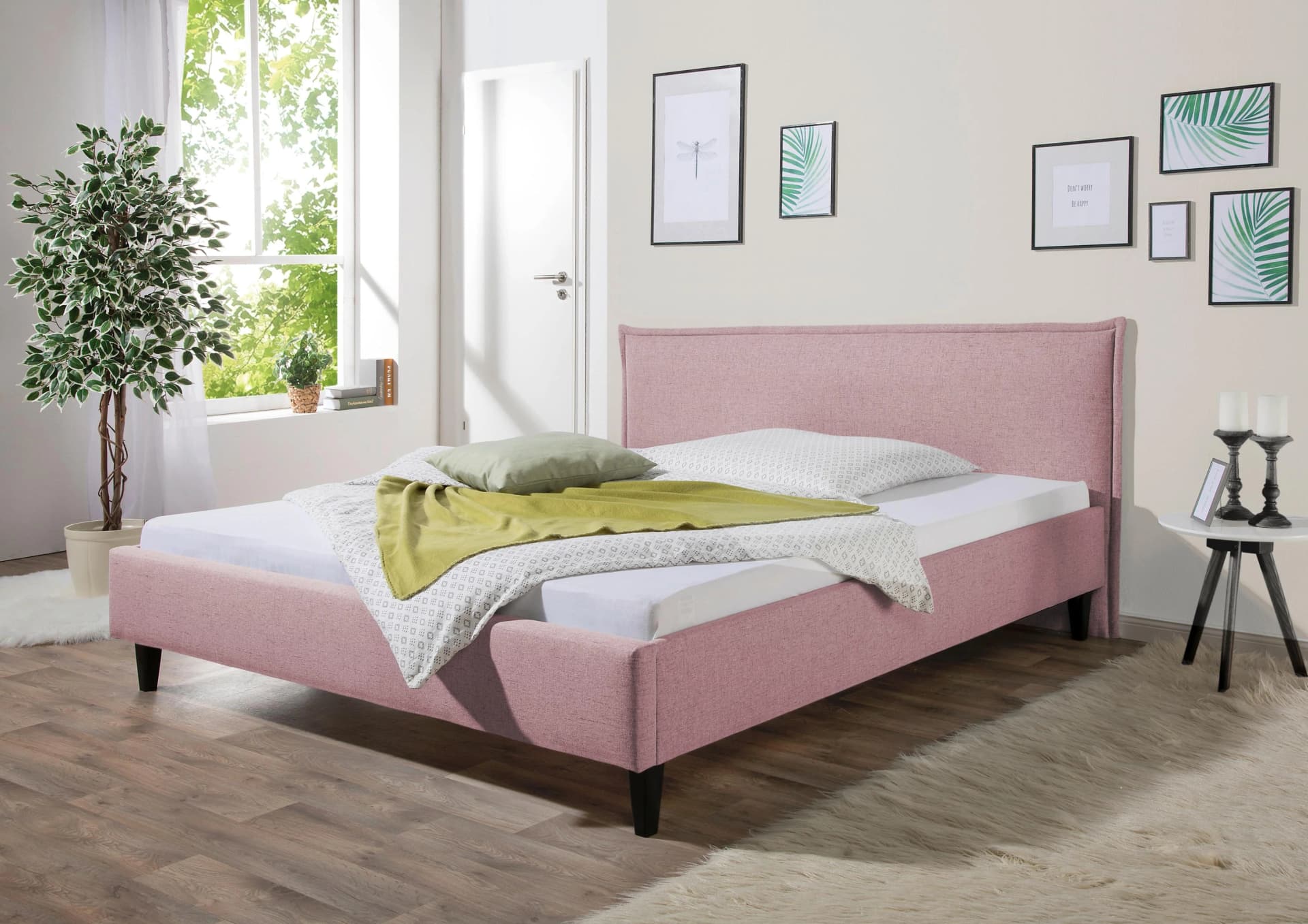 Polsterbett MAINTAL Gustine Rosa Flamingo 180x200 cm