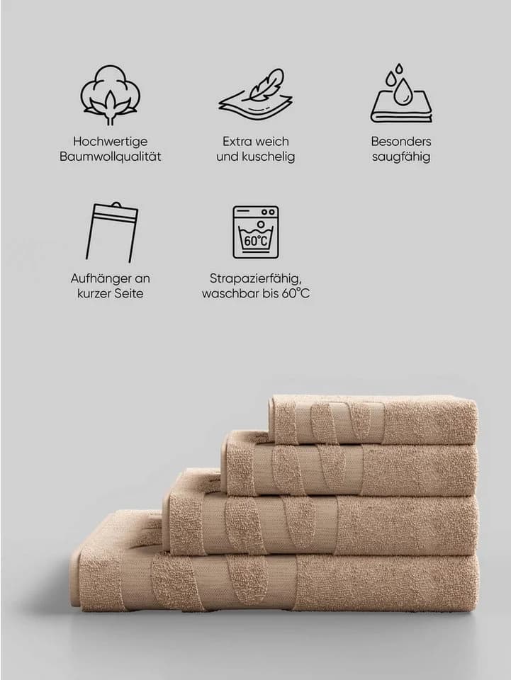 Elbsand Home Handtuch 100% Baumwolle Beige Extra Weich