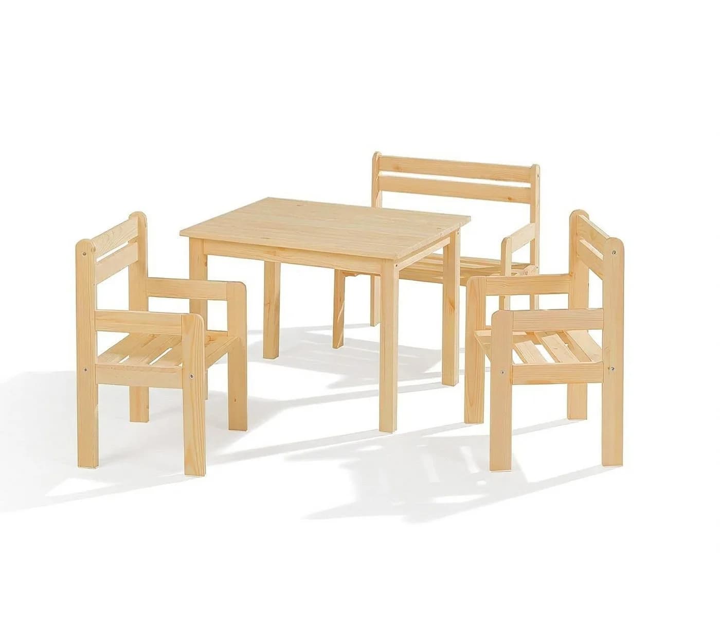 Home4You Kindersitzgruppe 4-teilig Kiefer Braun Massivholz - Bild 2